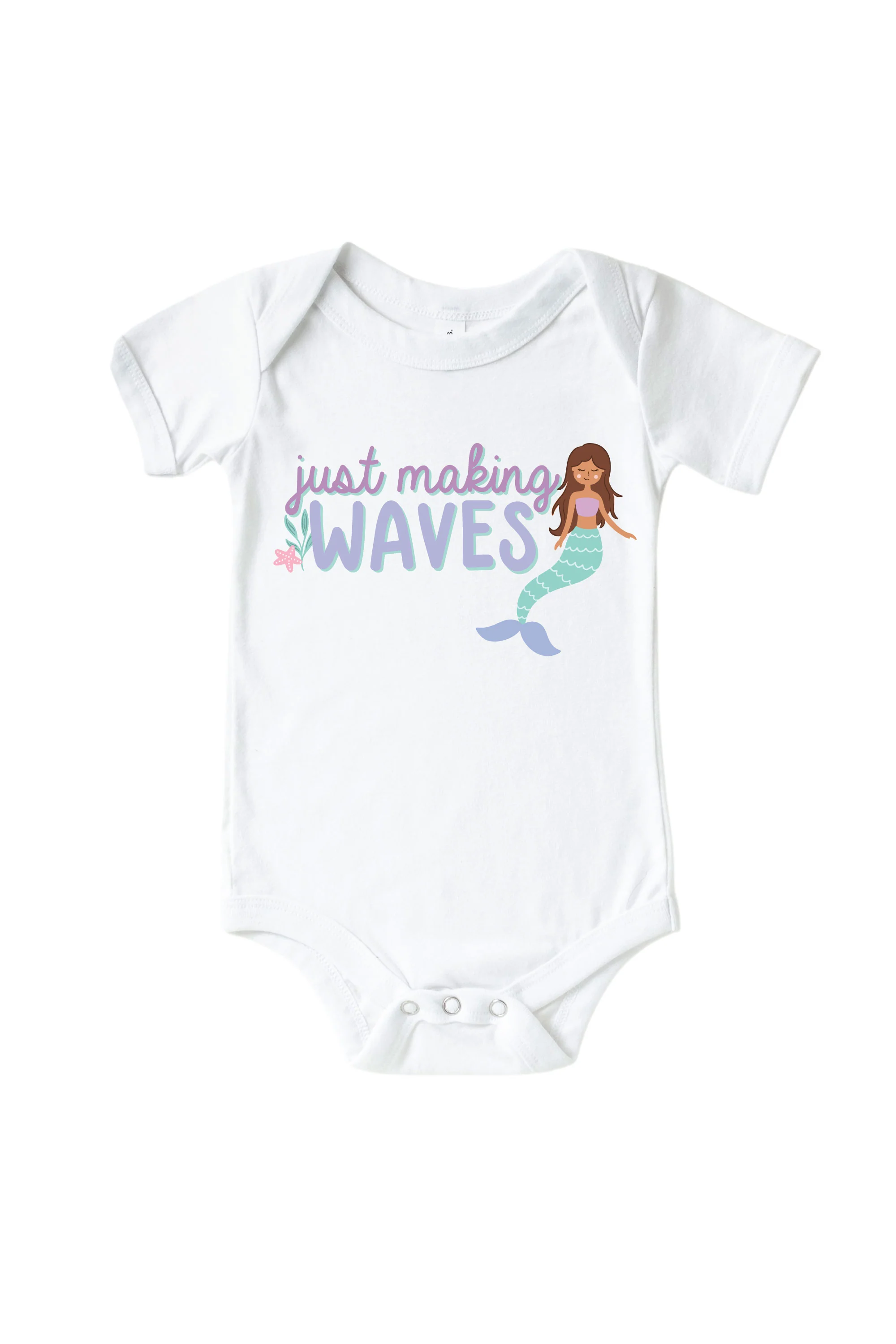 Just Making Waves Graphic Bodysuit & Kids Tee | White - Image 2