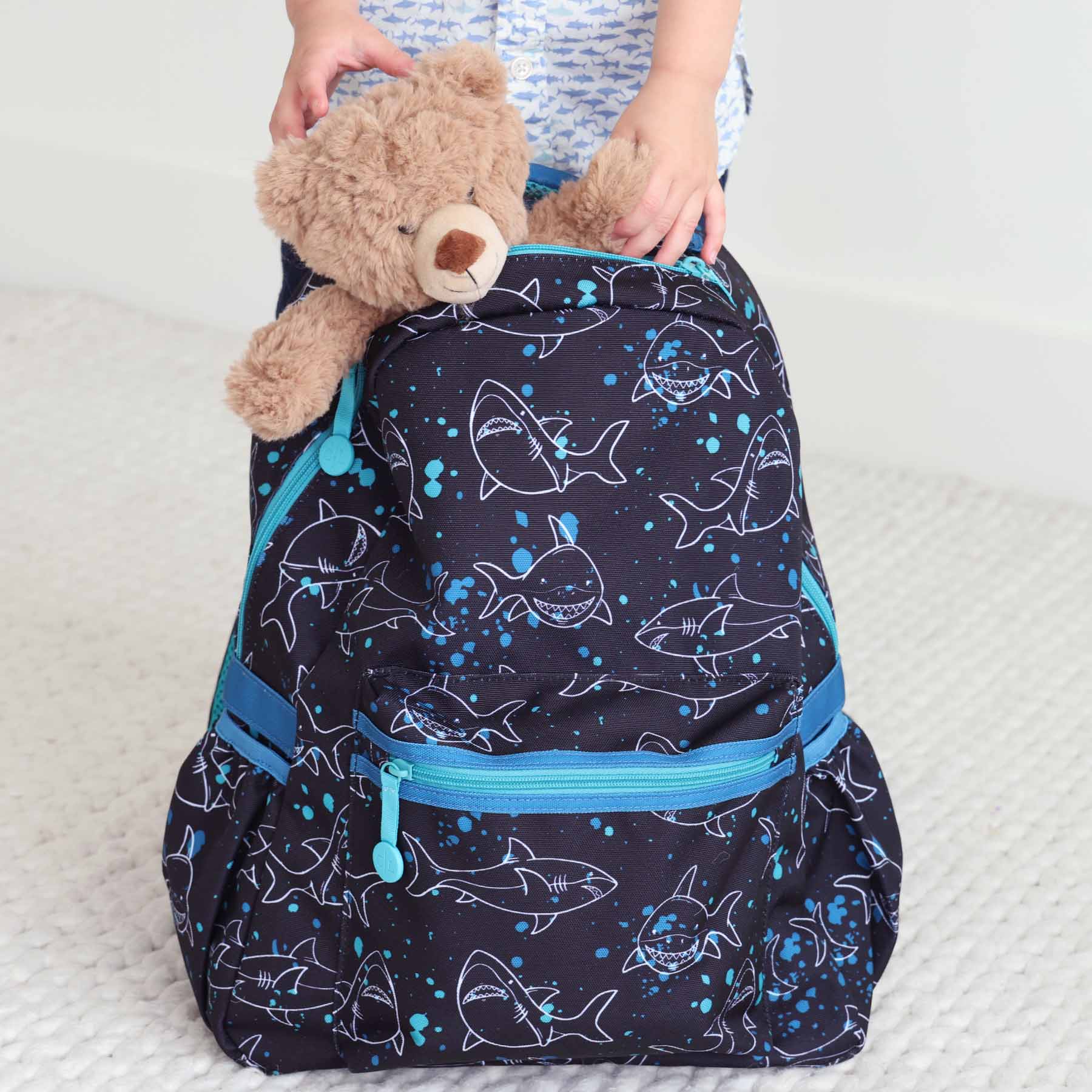 Kids Embroidered Backpack | Shark Attack - Image 12