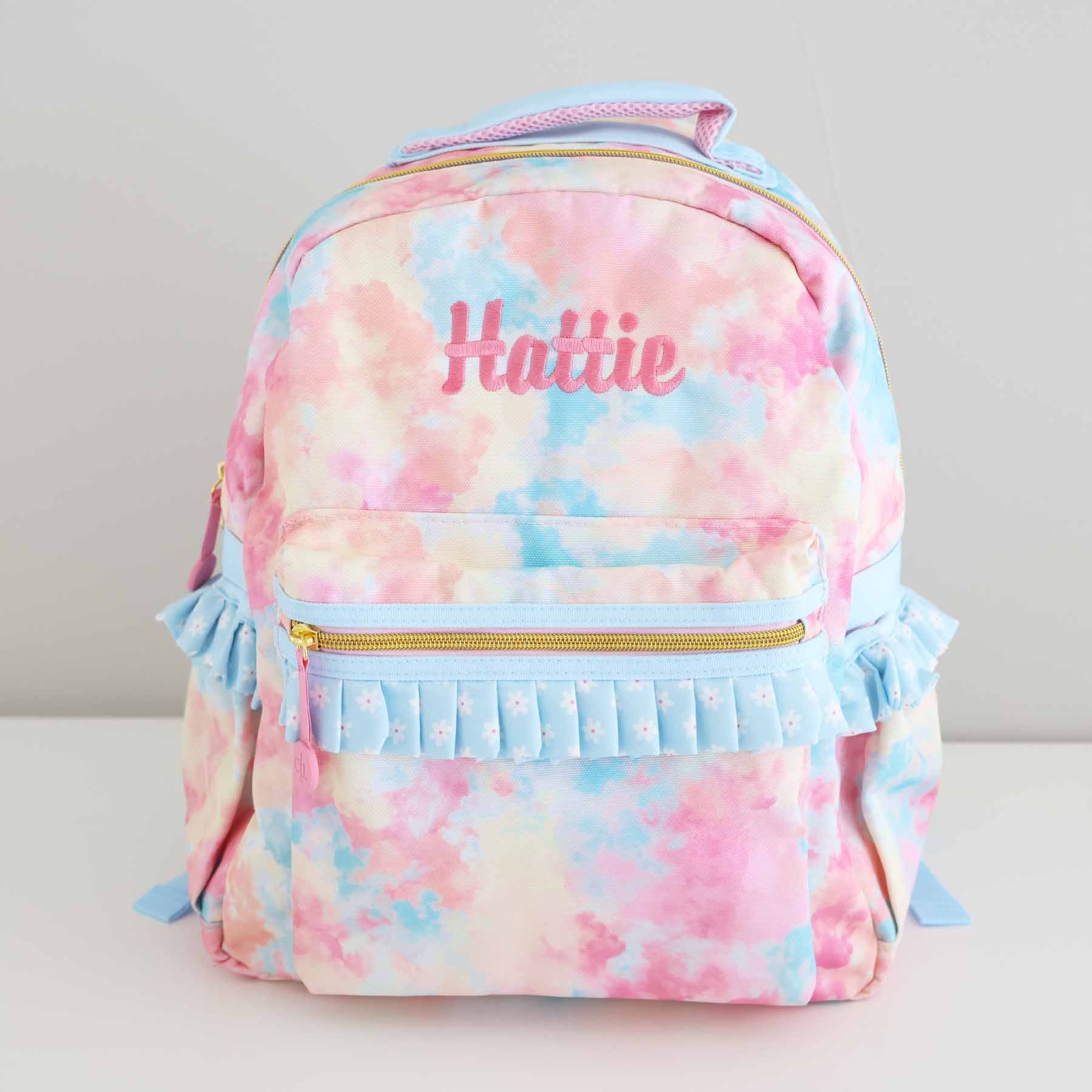 Kids Embroidered Ruffle Backpack | Candy Clouds - Image 2