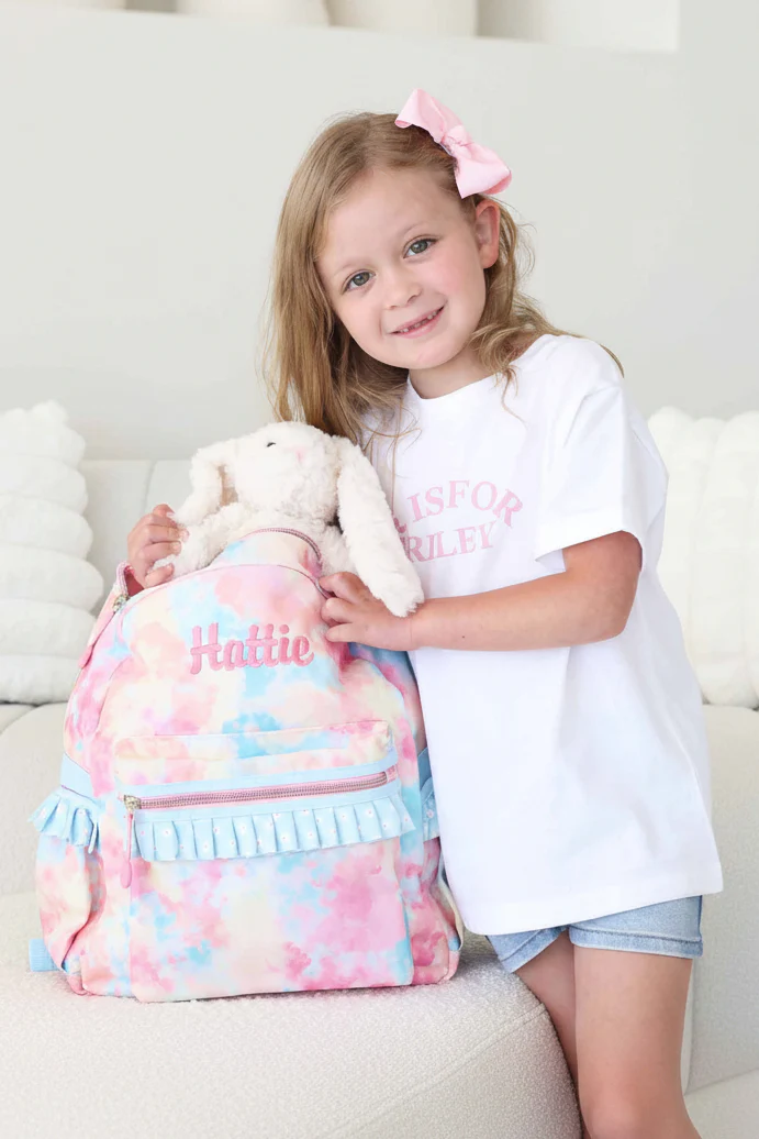 Kids Embroidered Ruffle Backpack | Candy Clouds - Image 3