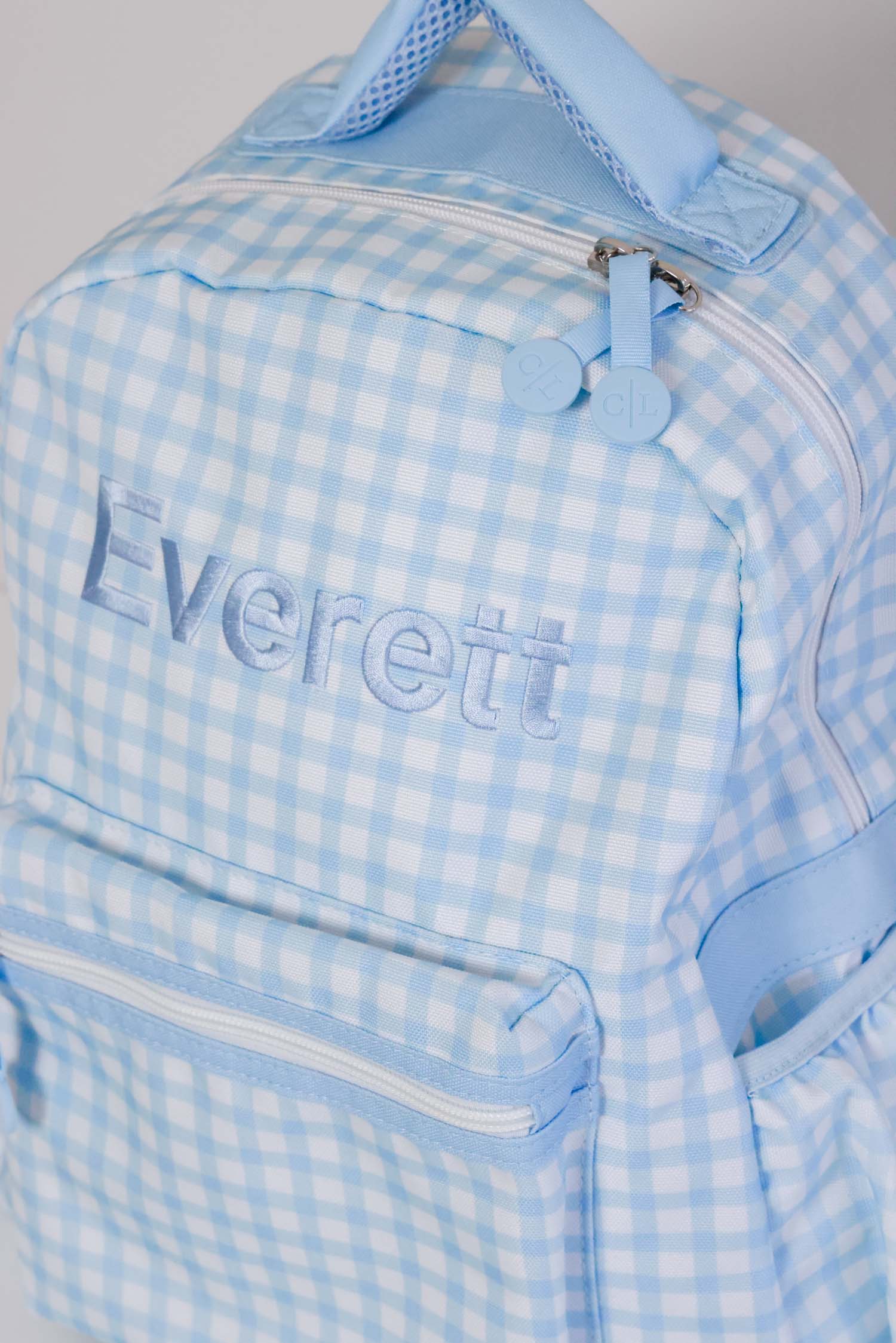 Kids Embroidered Backpack | Blue Gingham - Image 13