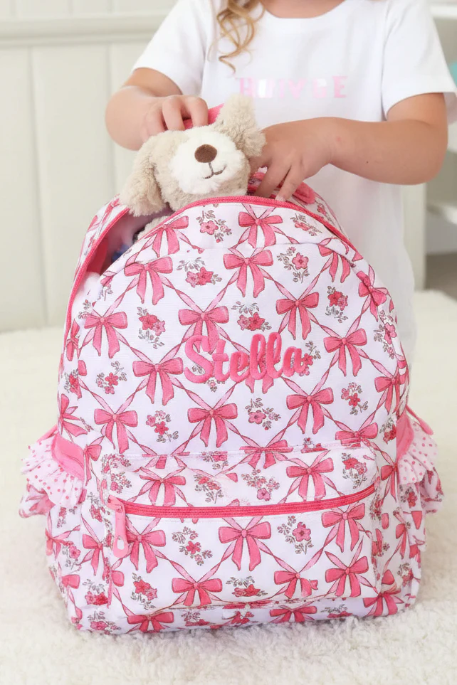 Kids Embroidered Ruffle Backpack | Bow Besties - Image 10
