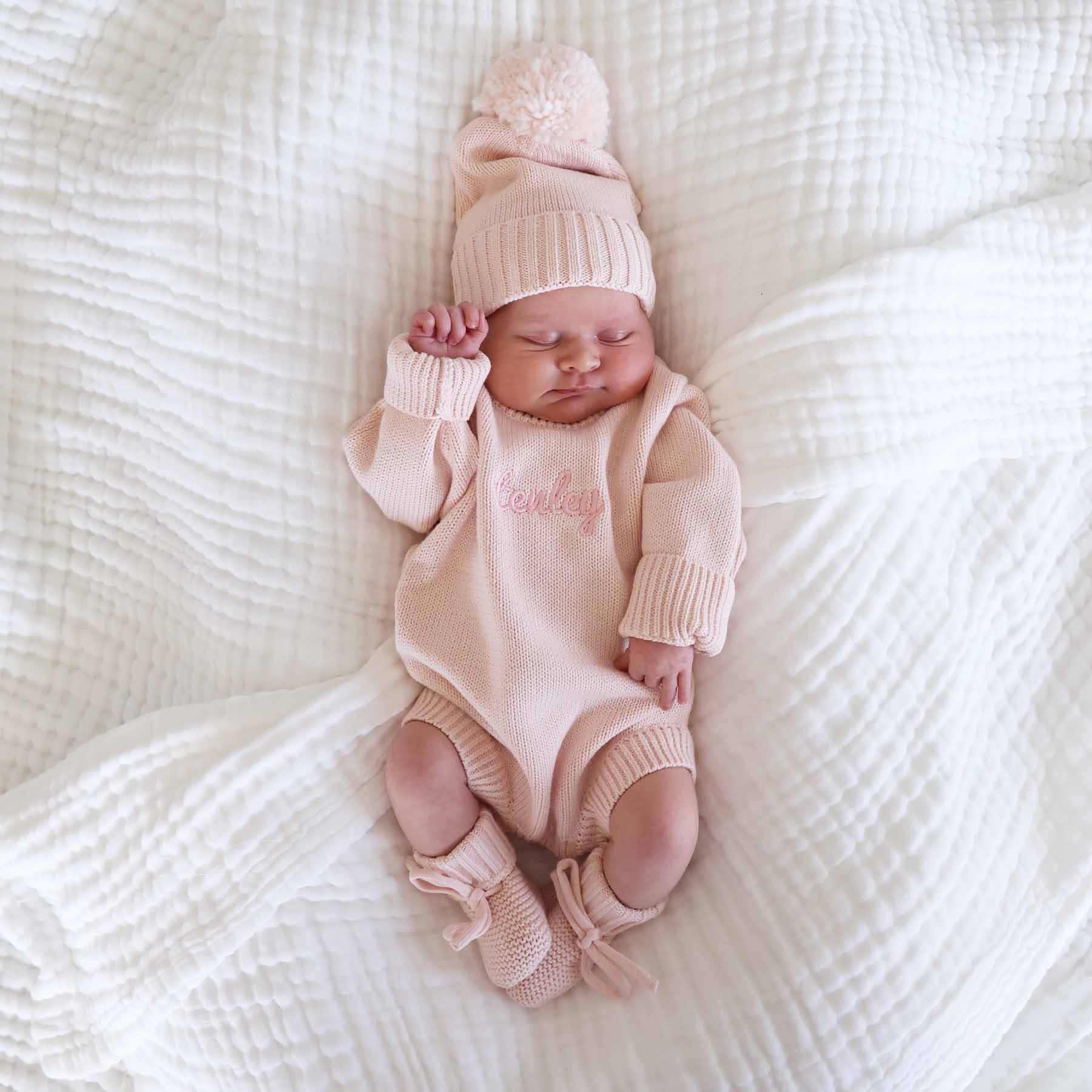 Knit Baby Pom Pom Beanie | Sweet Neutrals - Image 4