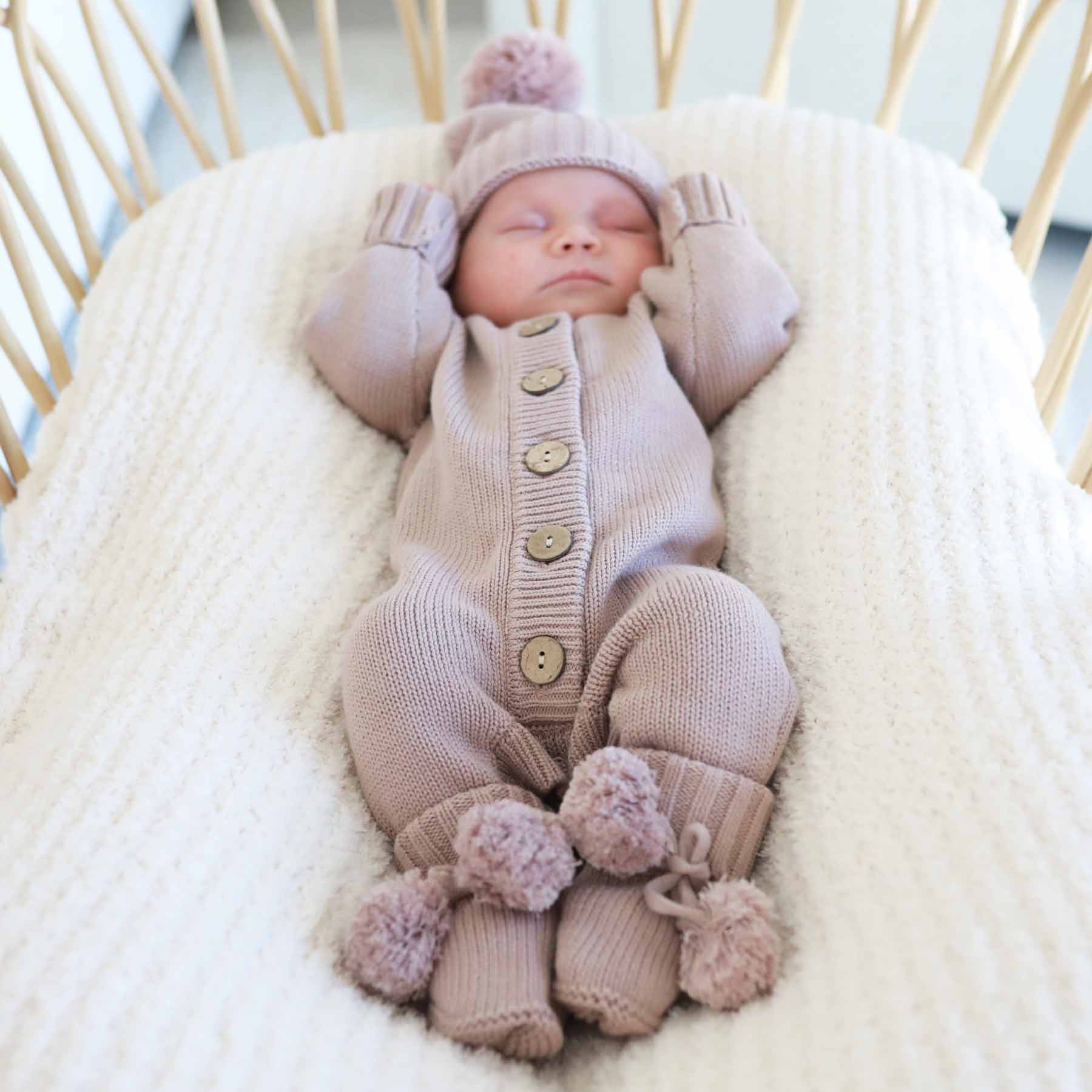 Knit Pom Pom Baby Booties | Iris - Image 3