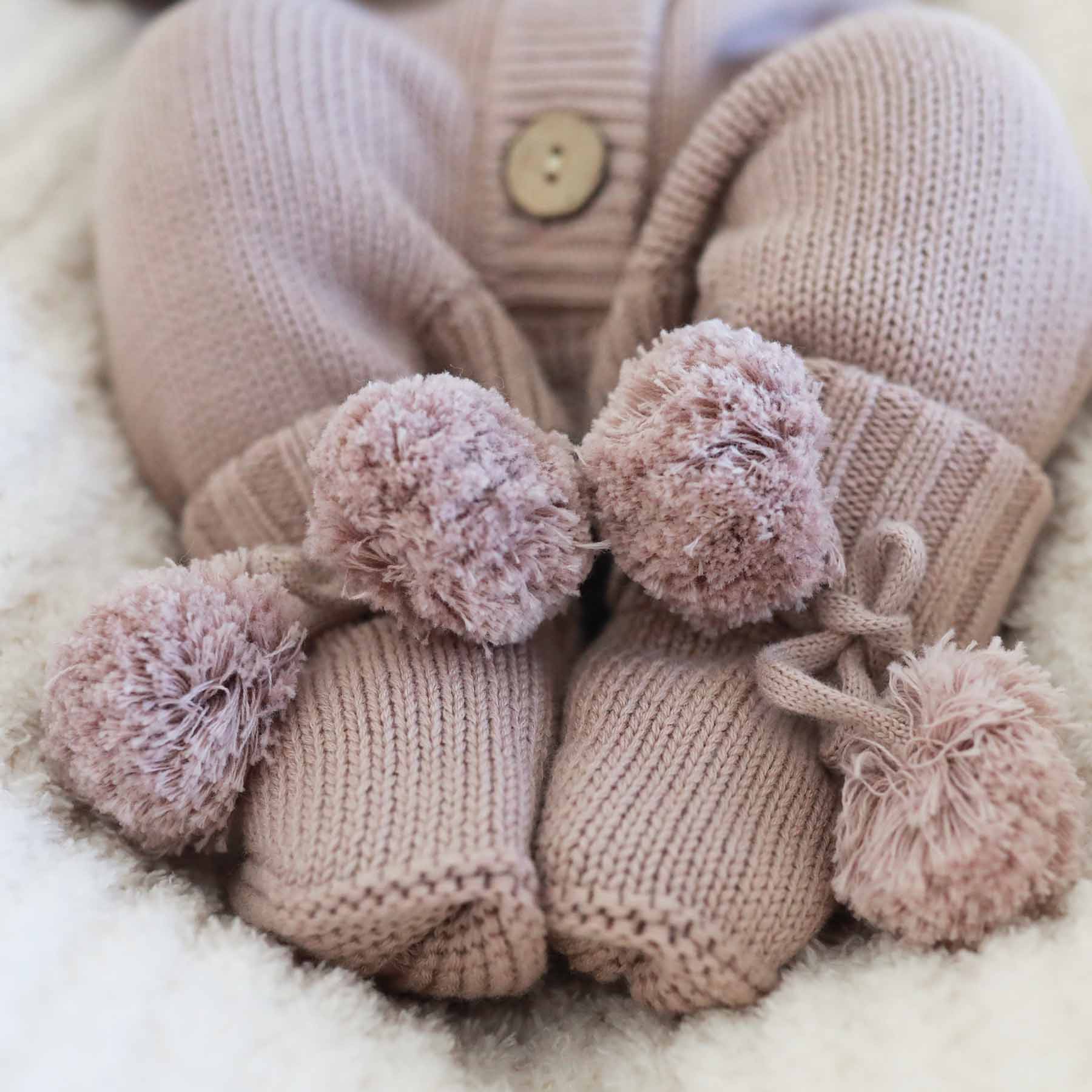 Knit Pom Pom Baby Booties | Iris - Image 4