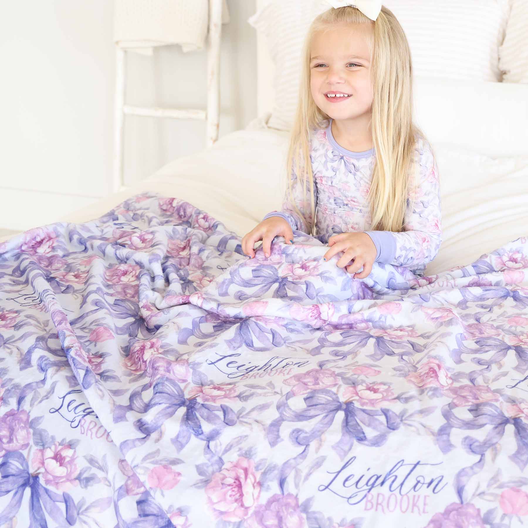 Leighton's Lavender Personalized Kids Blanket - Image 2