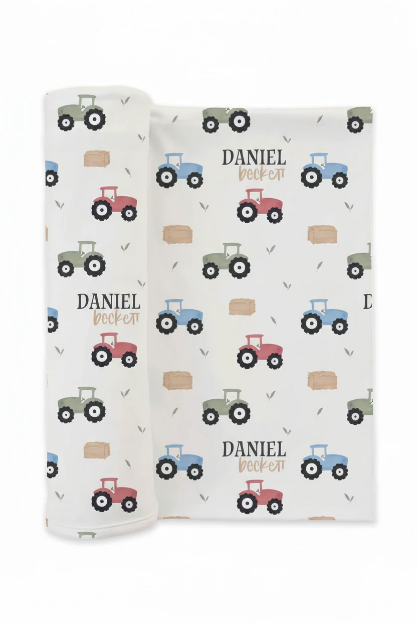Little Farmer Personalized Swaddle Blanket - Image 2