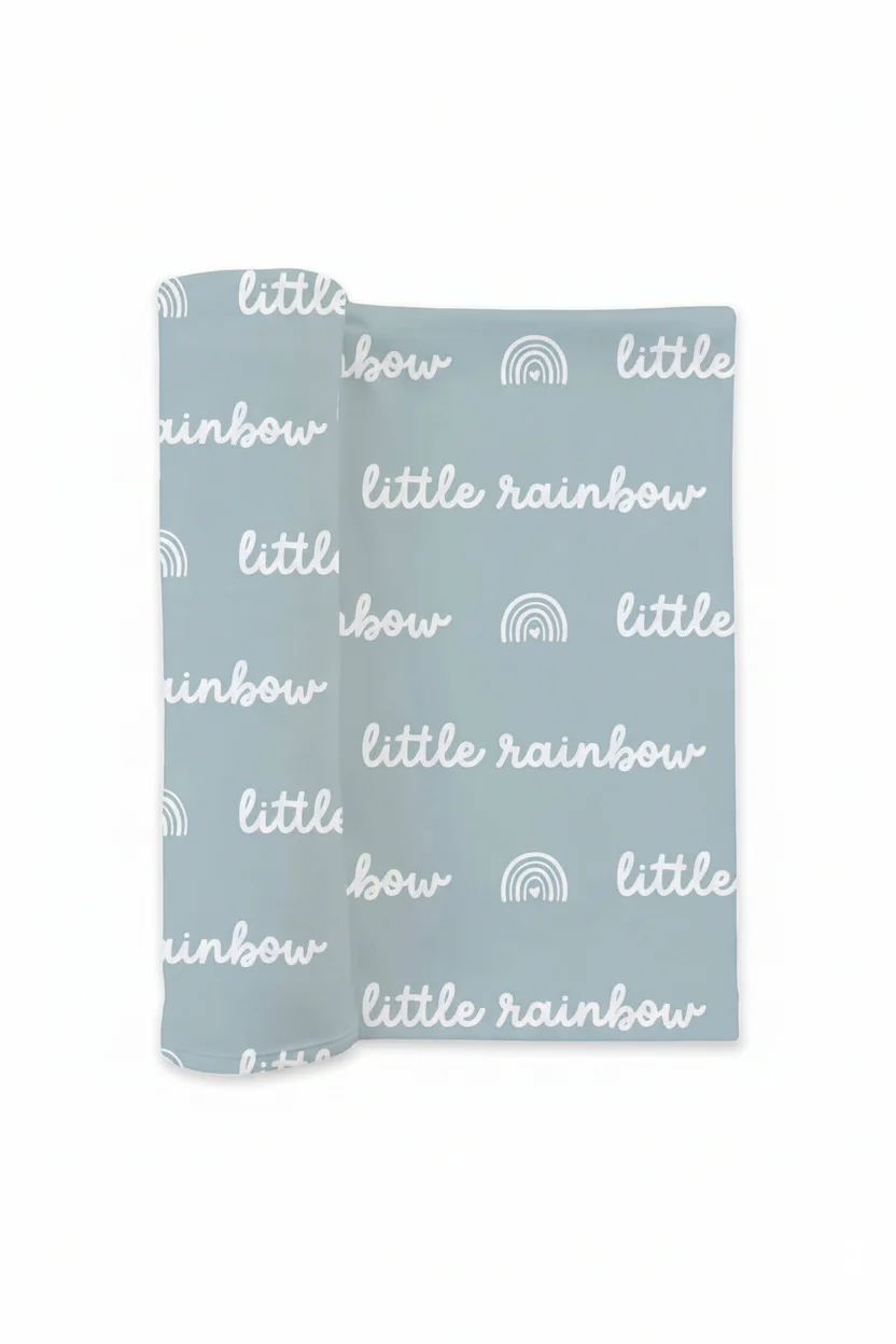Little Rainbow Swaddle Blanket | Blue