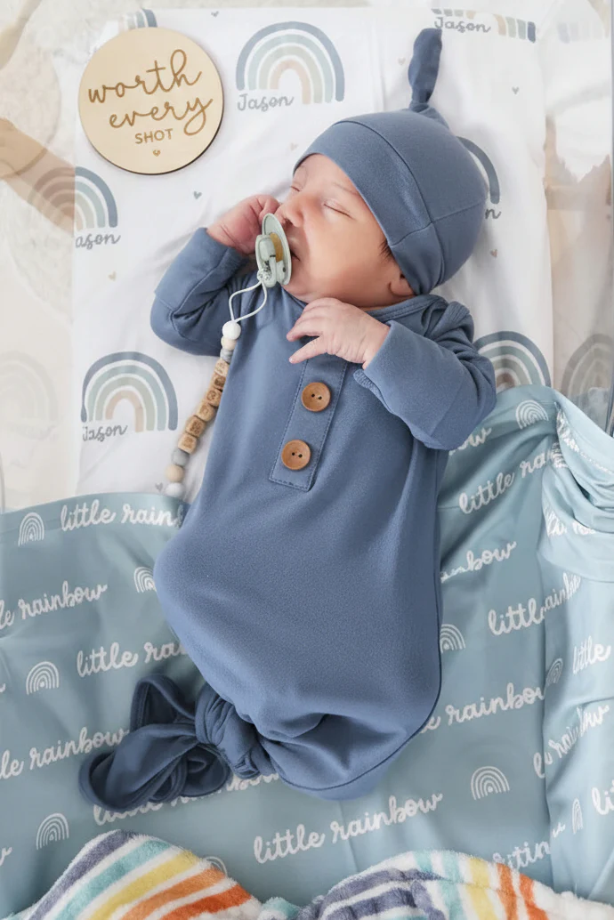 Boy Rainbow Personalized Baby Name Swaddle - Image 2