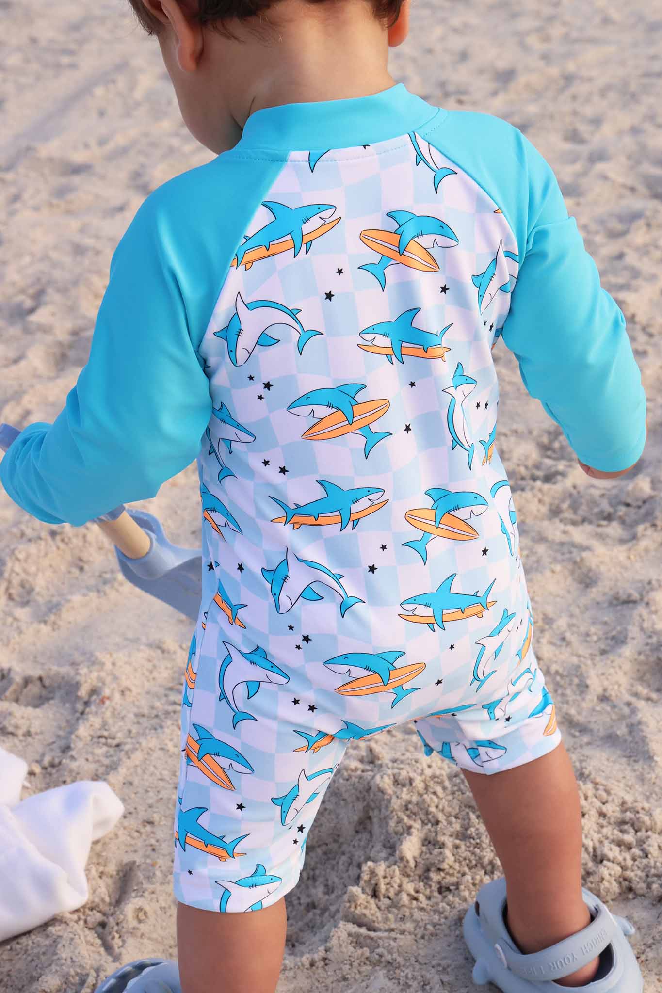 Long Sleeve Rash Guard Swim Romper Shortie | Totally Jawsome - Image 3
