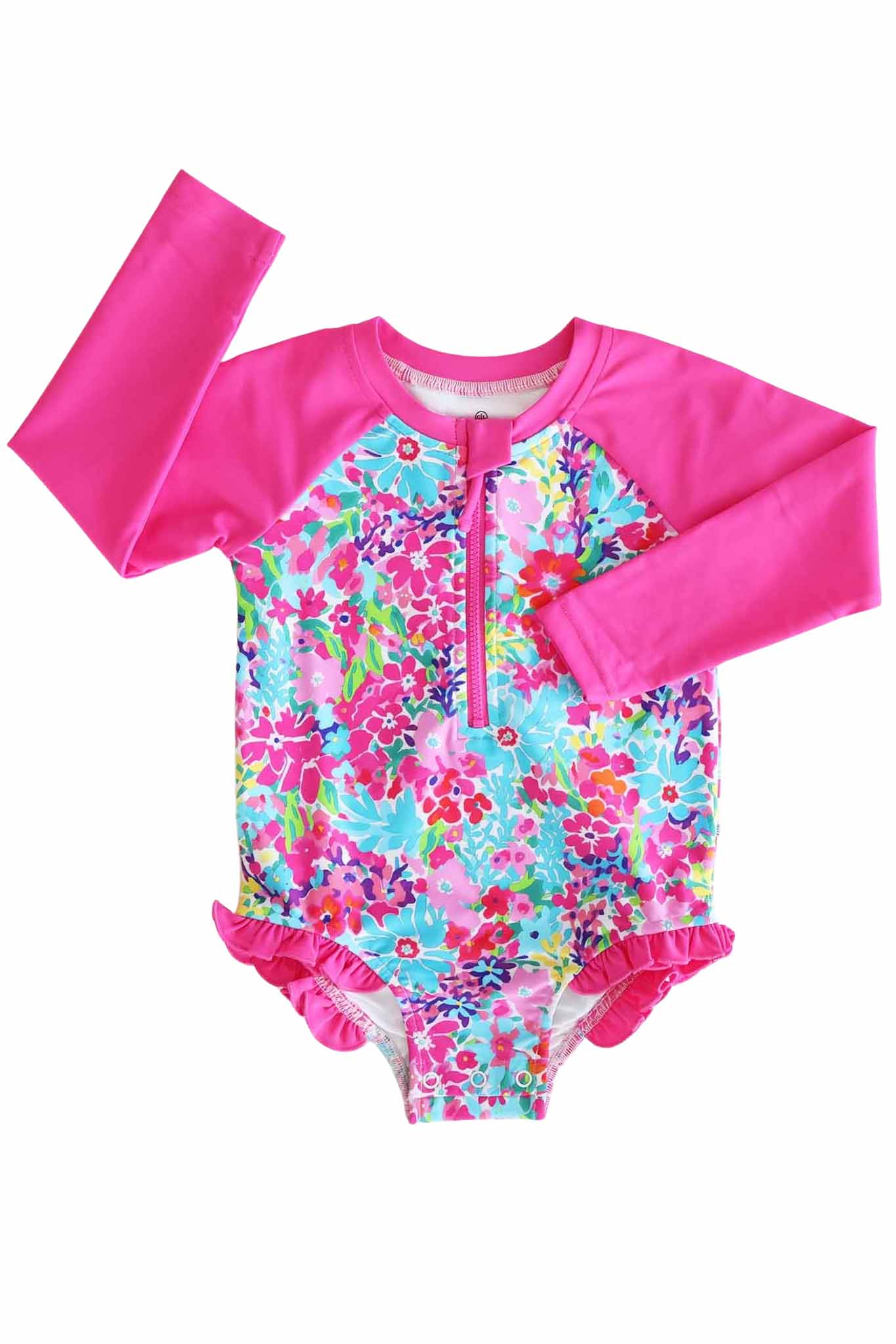 Long Sleeve Rash Guard with Front Zipper | Petal Splash - Image 2