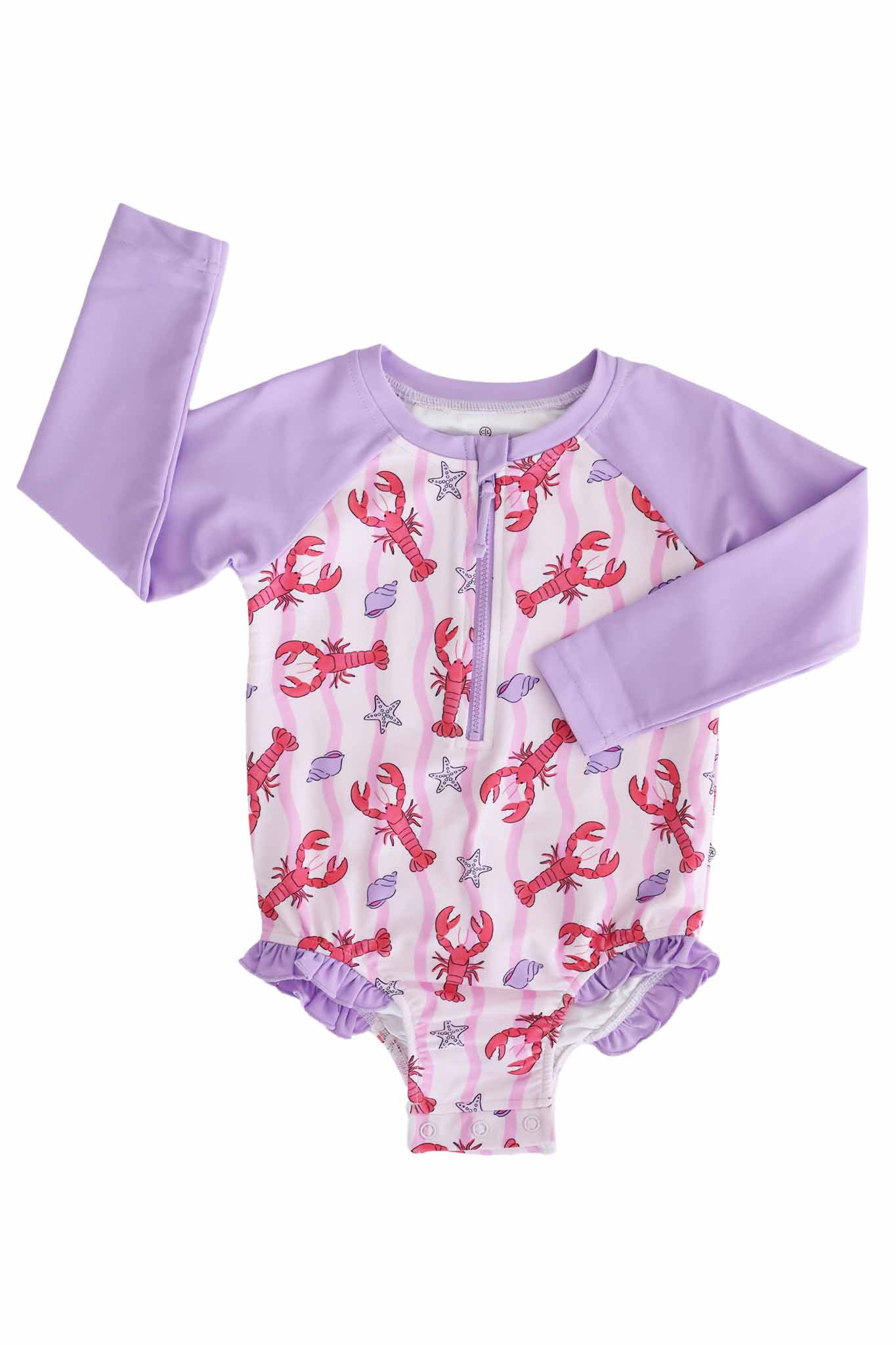 Long Sleeve Rash Guard with Front Zipper | Pinch Me Pink - Image 2