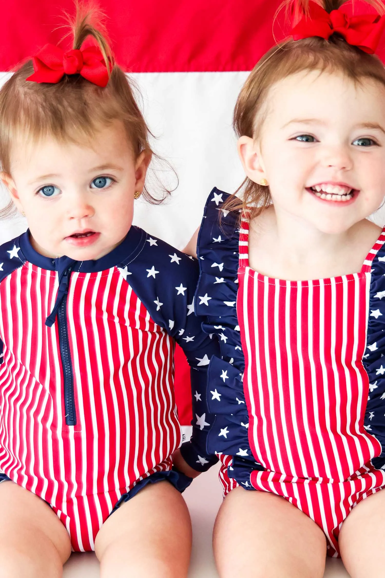 Long Sleeve Rash Guard with Front Zipper | Stars & Stripes Party - Image 6