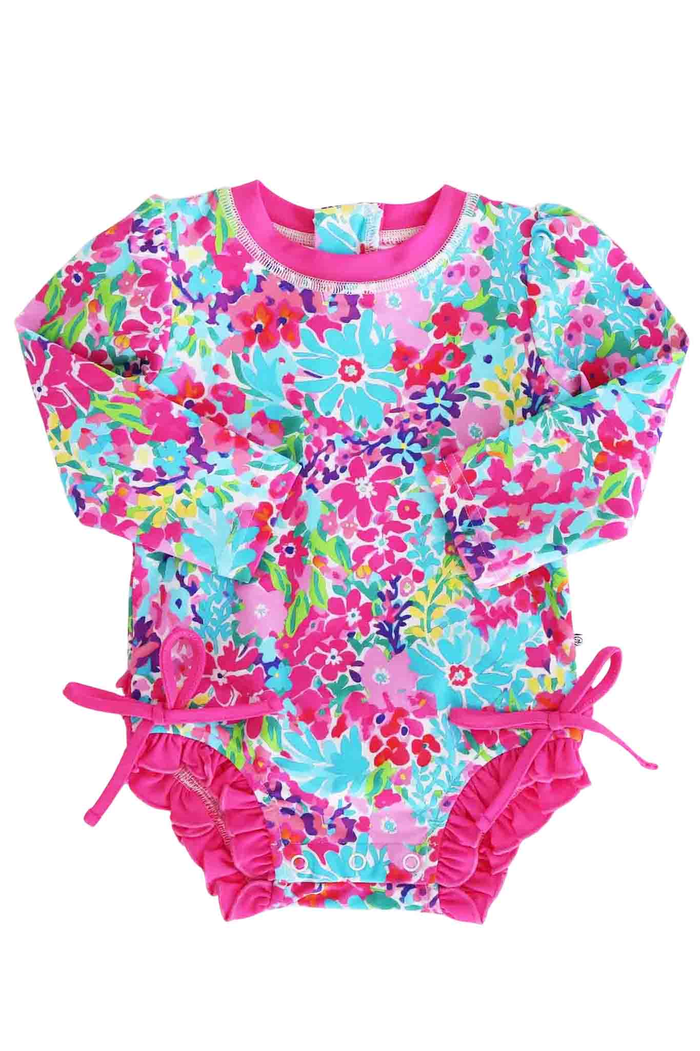Long Sleeve Rash Guard With Ruffle Bottom | Petal Splash - Image 10