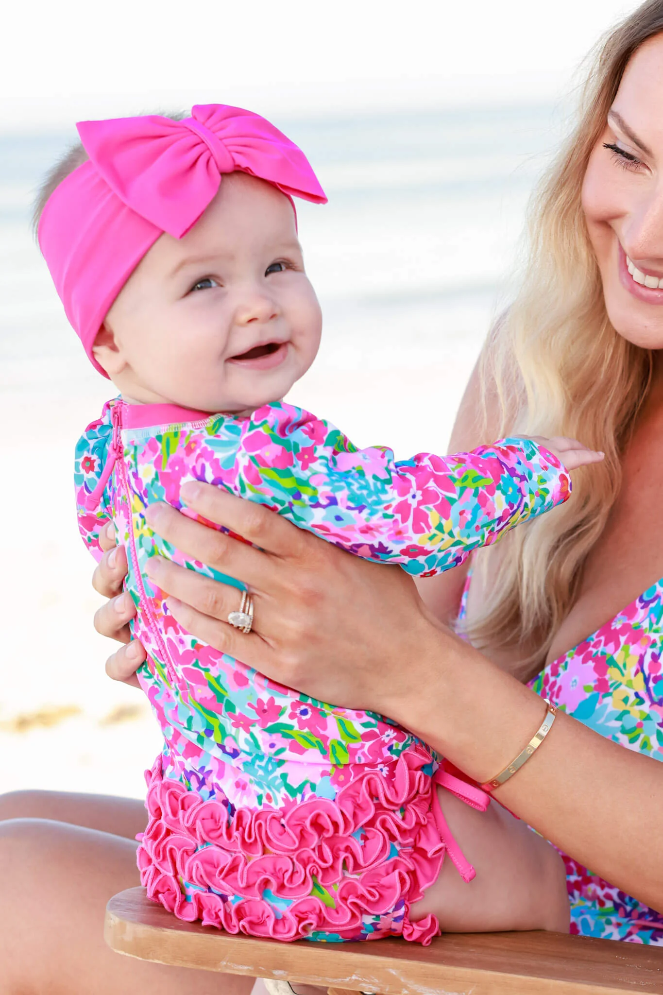Long Sleeve Rash Guard With Ruffle Bottom | Petal Splash - Image 4