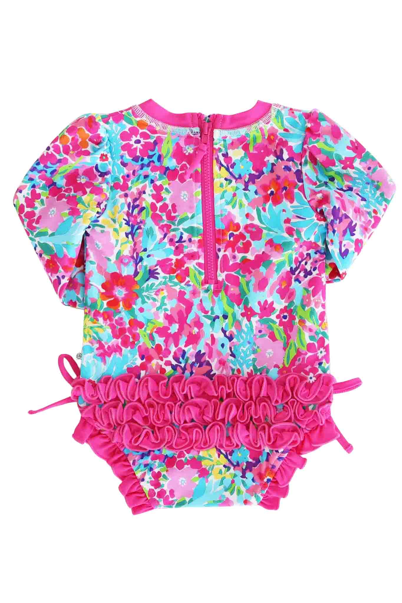 Long Sleeve Rash Guard With Ruffle Bottom | Petal Splash - Image 7