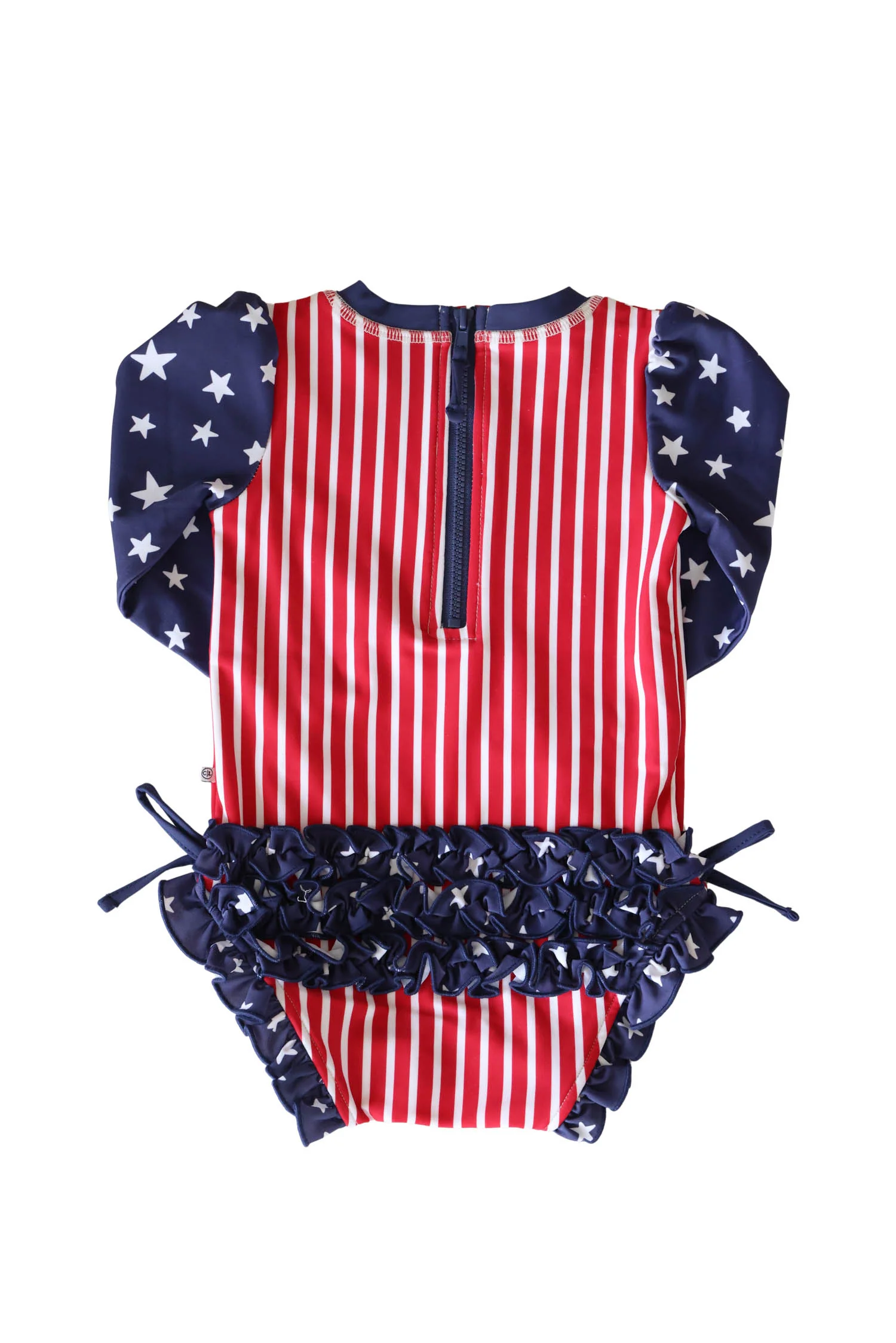 Long Sleeve Rash Guard With Ruffle Bottom | Stars & Stripes Party - Image 6