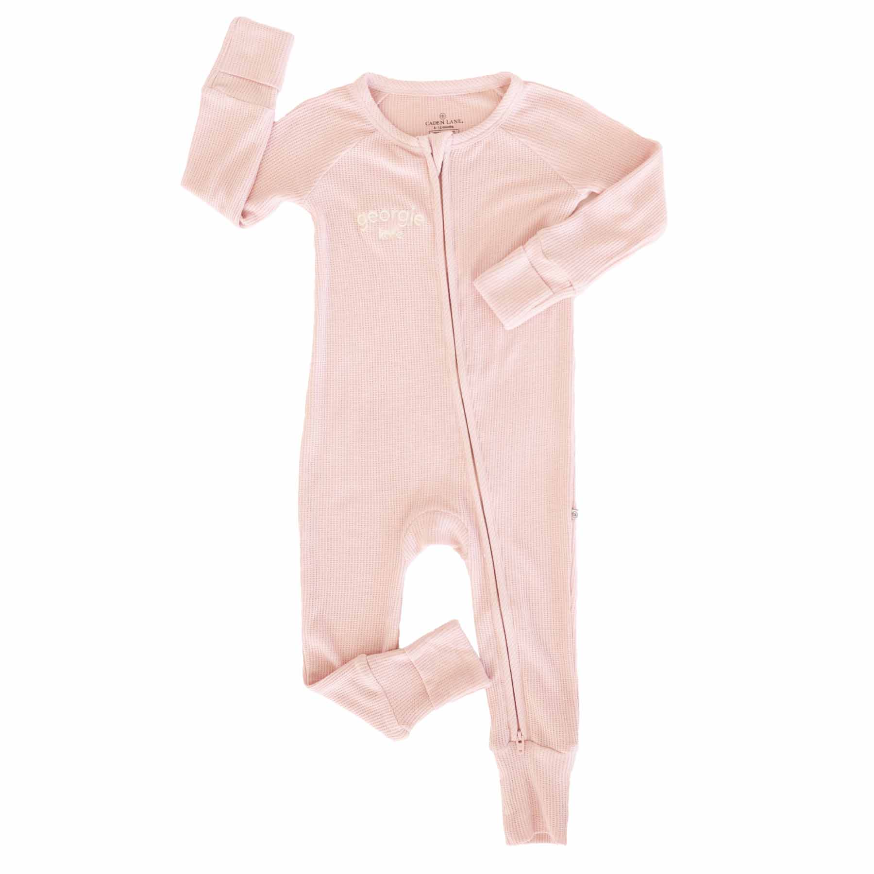 Embroidered Bamboo Waffle Convertible Zip Romper | Lotus - Image 2