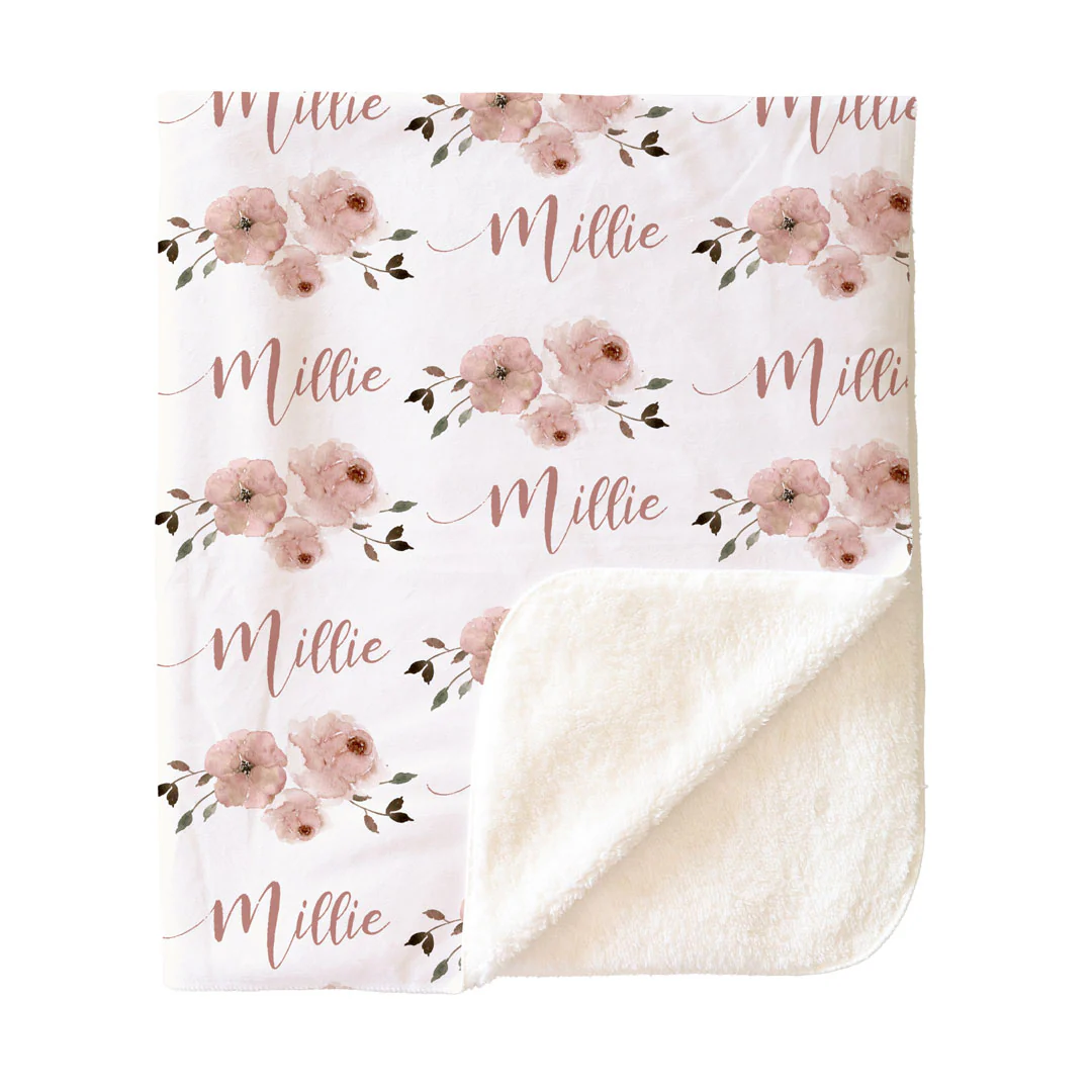 Millie's Dusty Rose Garden Personalized Toddler Blanket - Image 4