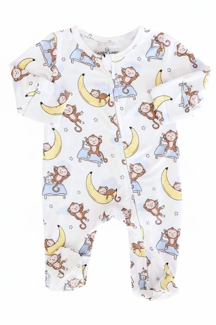 Monkey See, Monkey Snooze Zipper Footie - Image 3