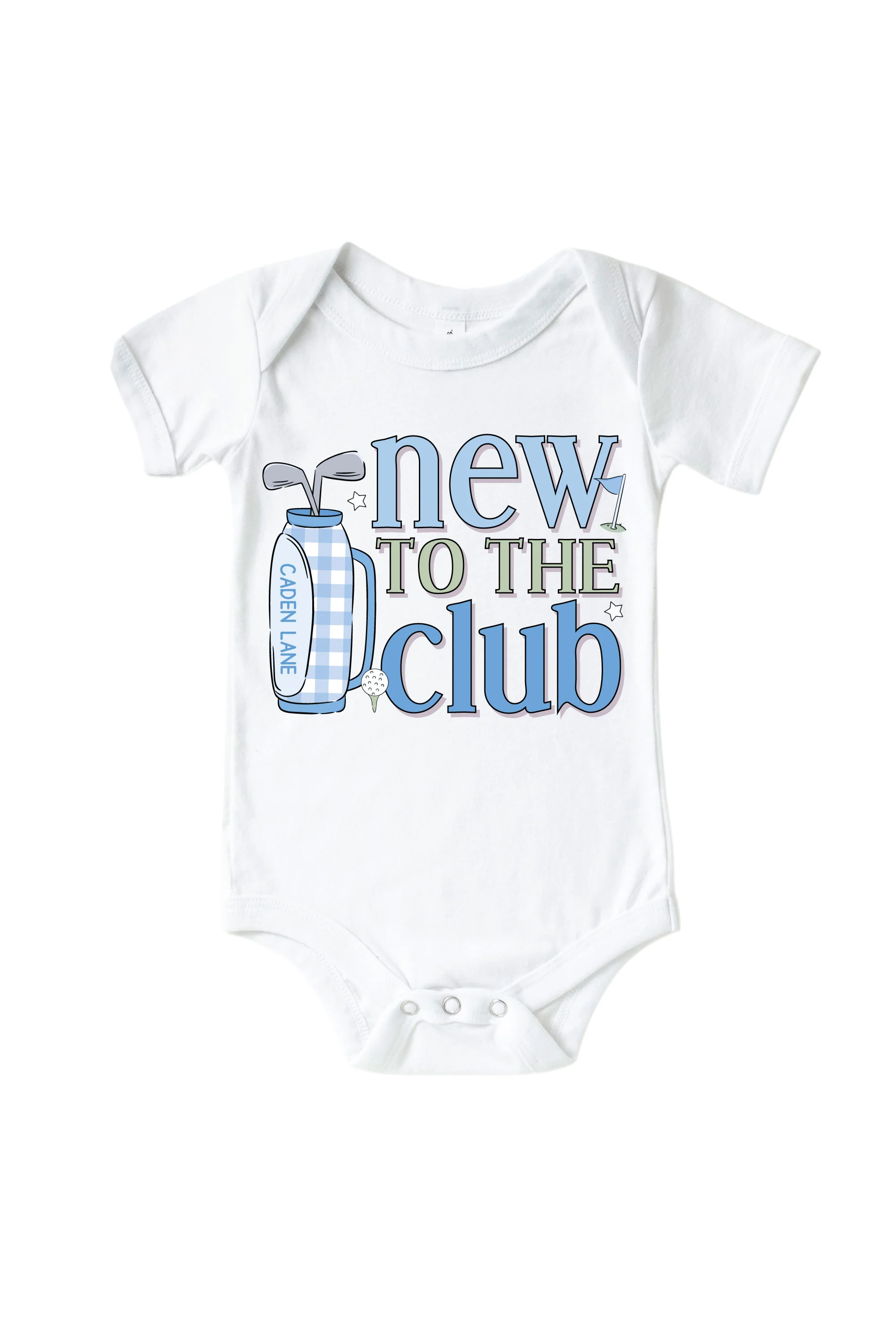 New To The Club Blue Graphic Bodysuit & Kids Tee | White - Image 2