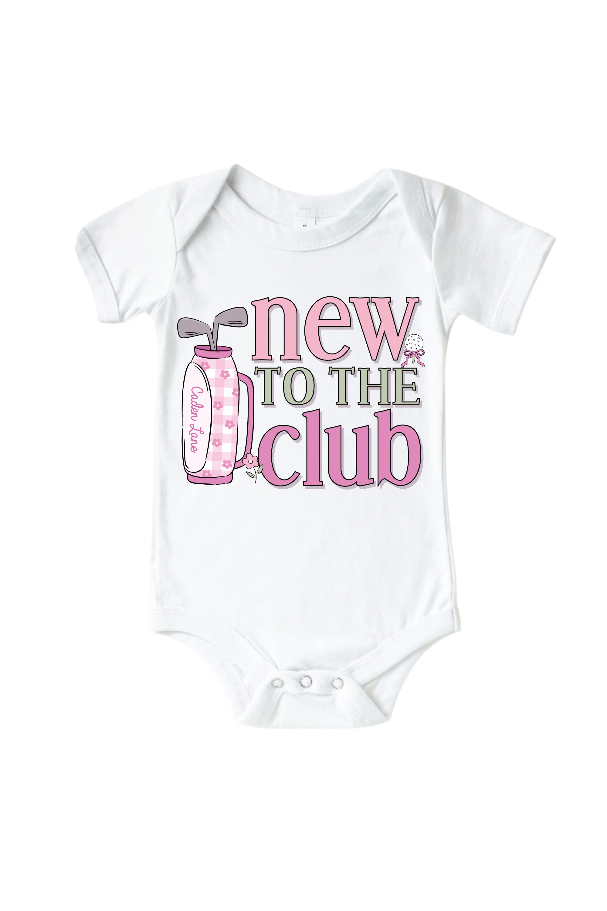 New To The Club Pink Graphic Bodysuit & Kids Tee | White - Image 2