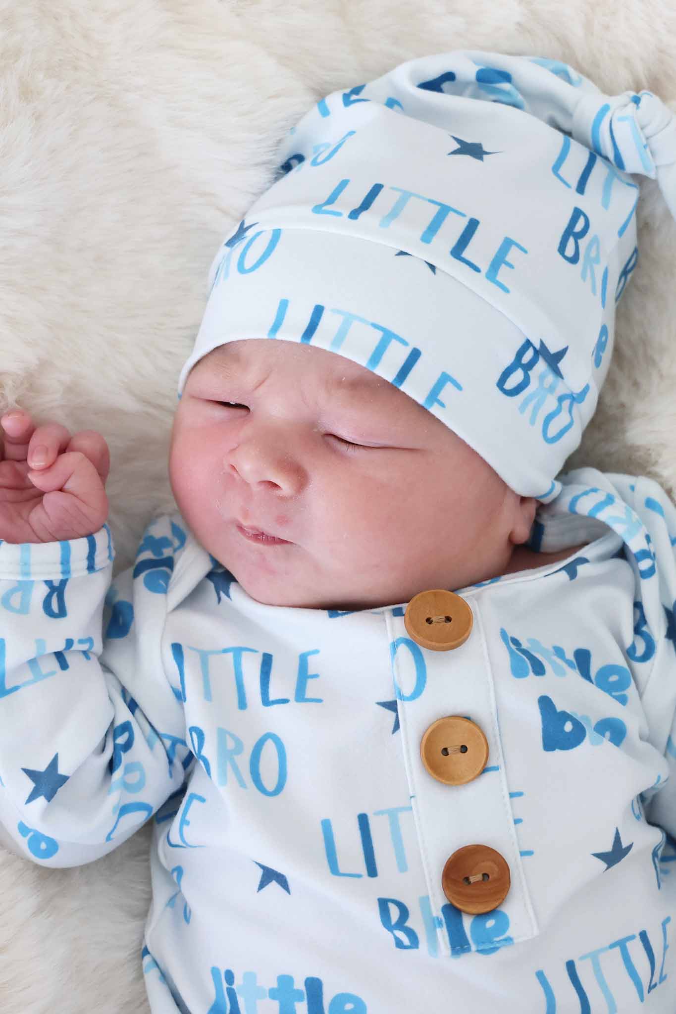 Newborn Baby Knot Gown & Hat Set | Little Bro - Image 2