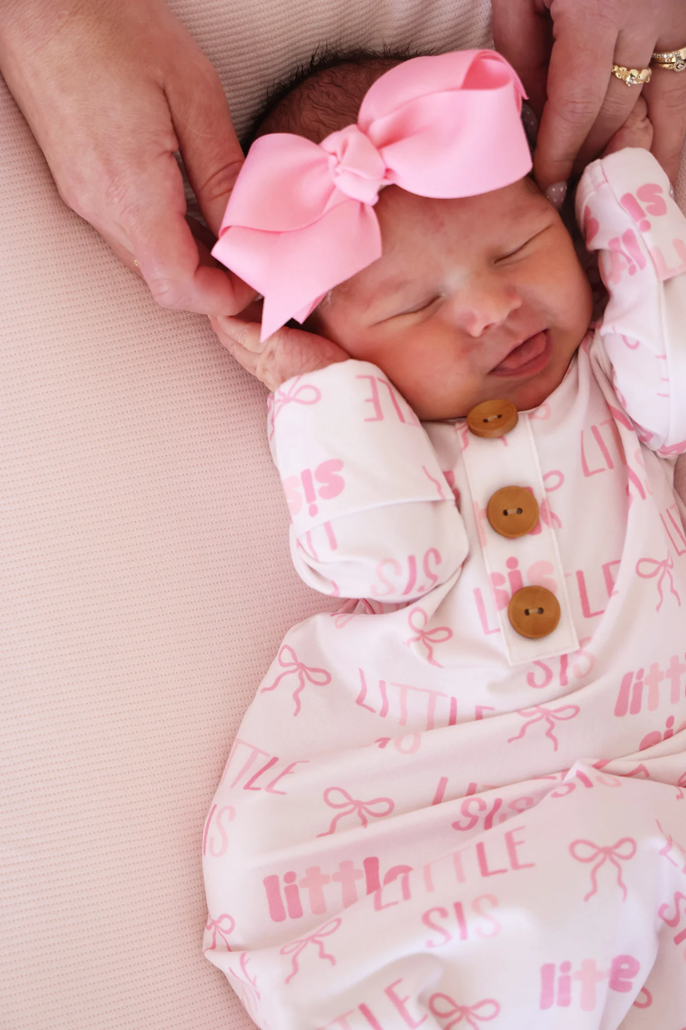 Newborn Baby Knot Gown & Hat Set | Little Sis - Image 2