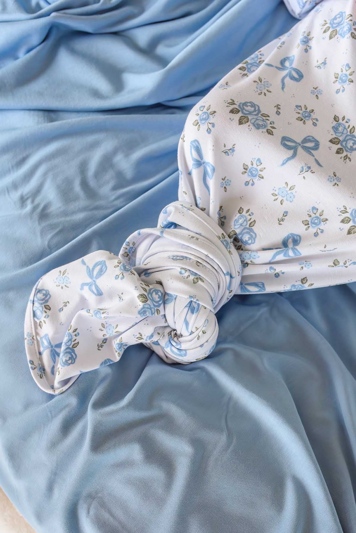 Newborn Baby Knot Gown & Hat Set | Tied In Blooms - Image 4