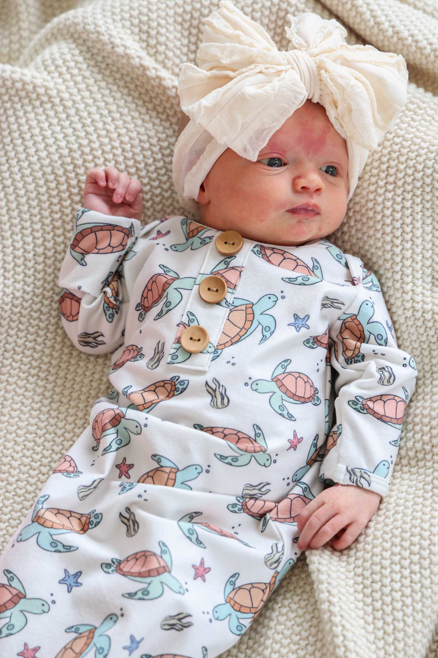 Newborn Baby Knot Gown & Hat Set | Turtley Rad - Image 5