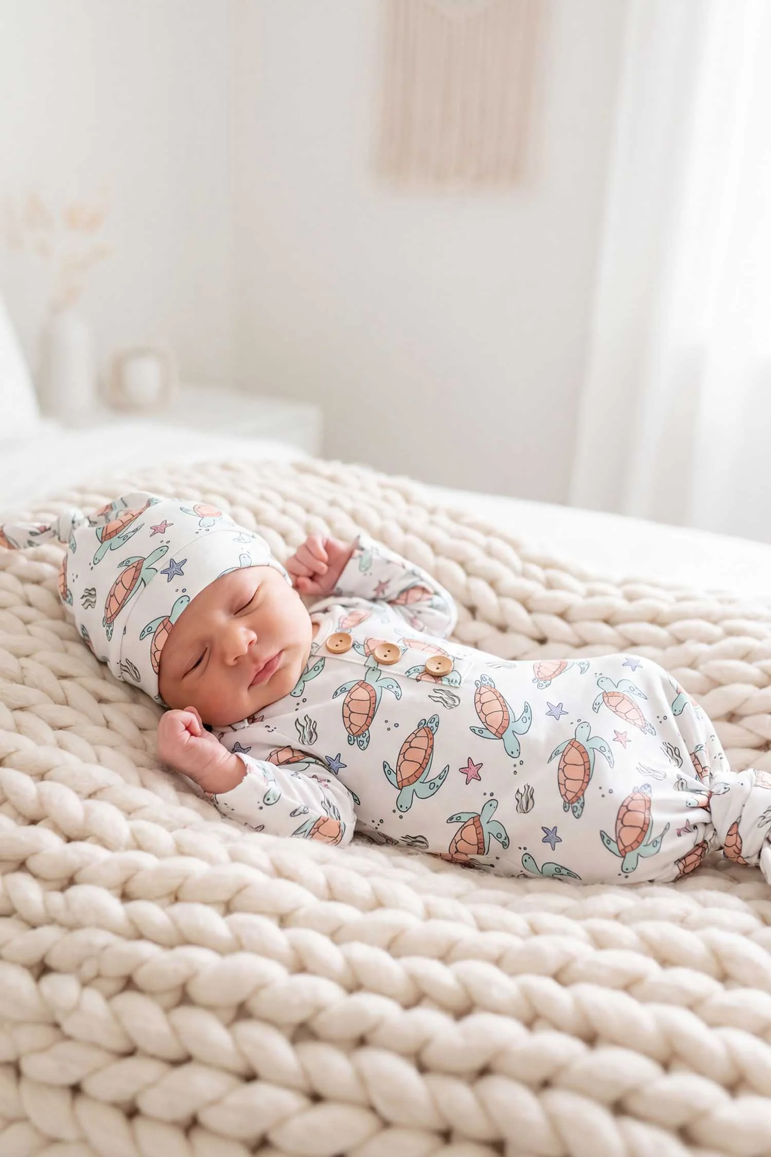 Newborn Baby Knot Gown & Hat Set | Turtley Rad - Image 7