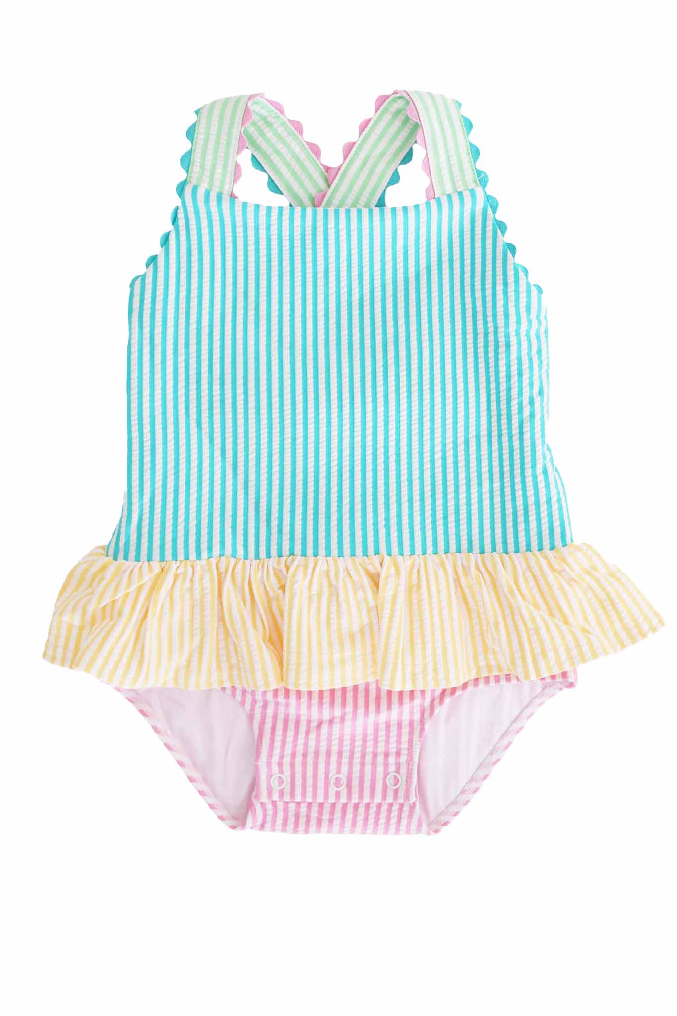 One-Piece Skirt with Bow Back | Multicolor Seersucker - Image 13