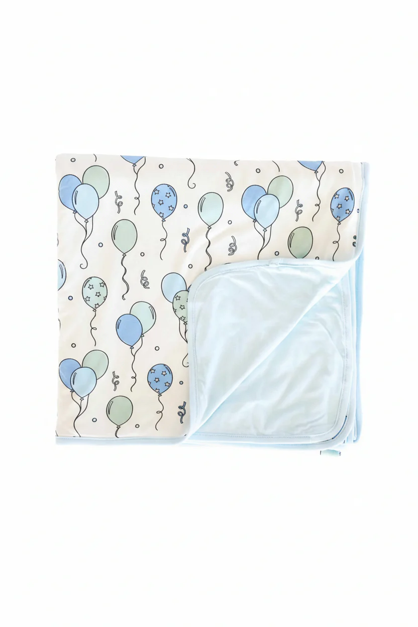Party Time Double Sided Bamboo Blanket | Blue - Image 2