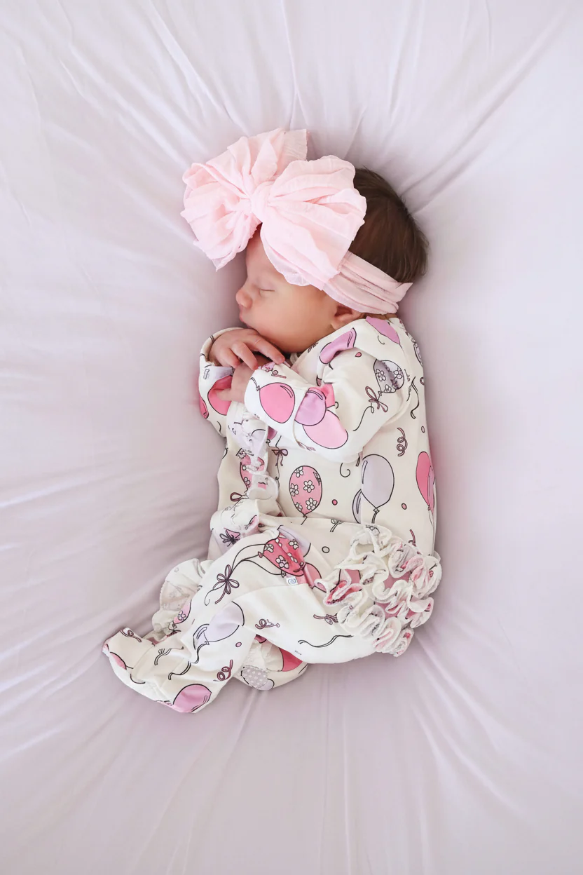 Party Time Ruffle Zipper Footie | Pink - Image 2