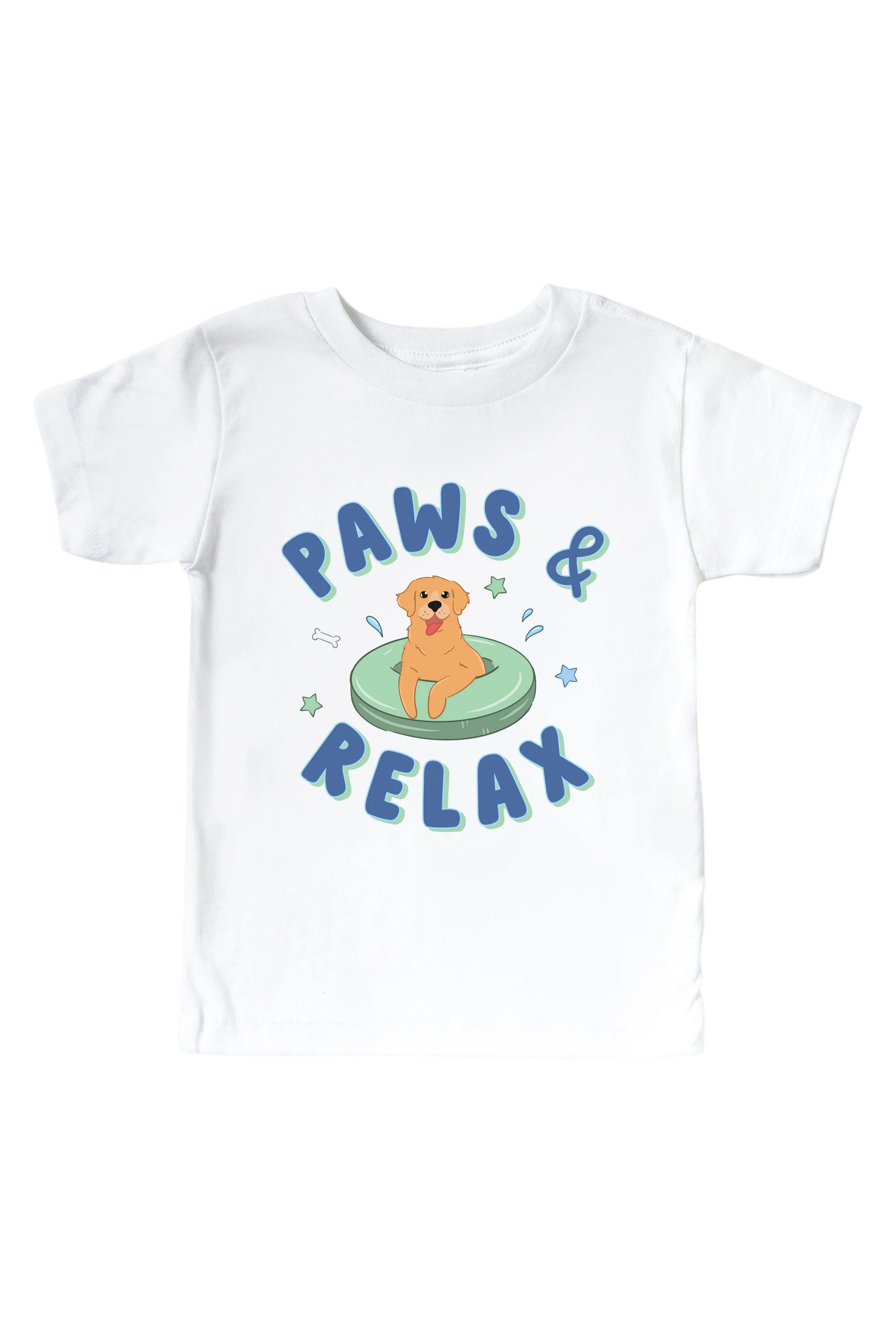Paws & Relax Blue Graphic Bodysuit & Kids Tee | White - Image 3
