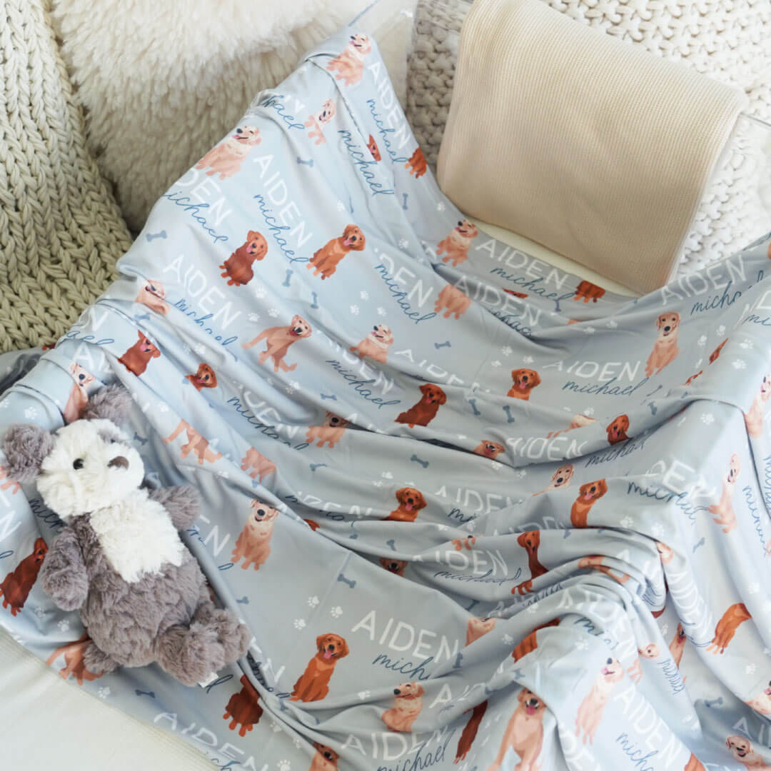 Personalized Baby Name Swaddle Blanket | Dog Breeds - Image 64