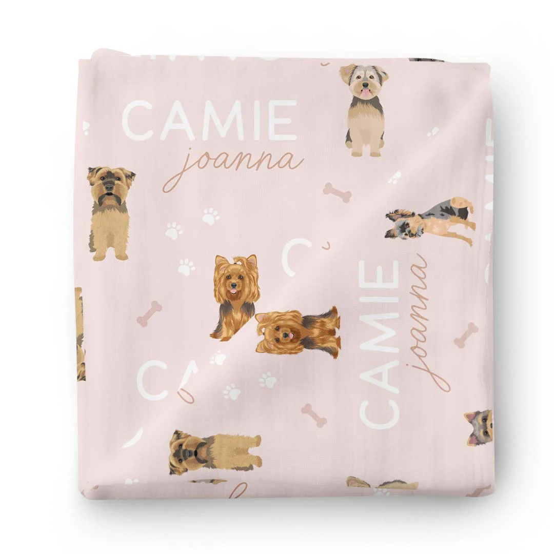 Personalized Baby Name Swaddle Blanket | Dog Breeds - Image 97