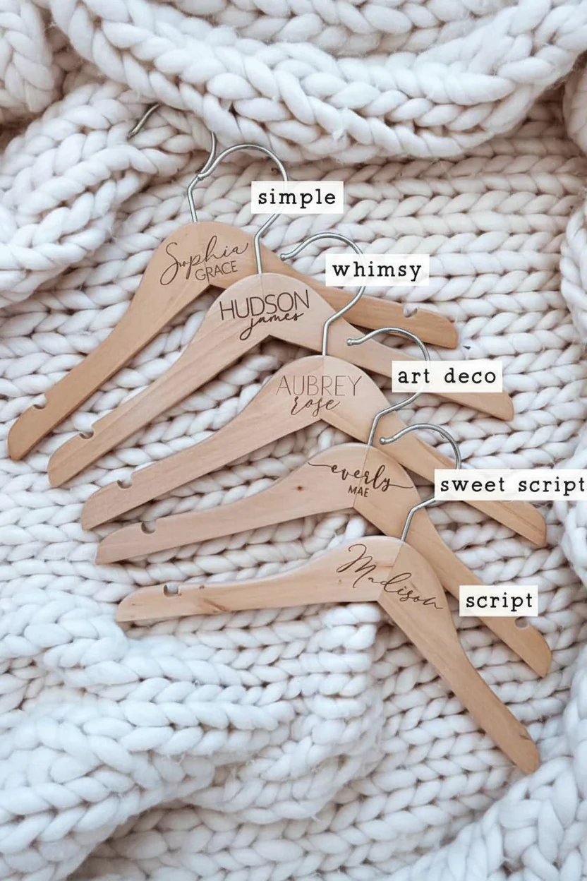 Personalized Baby Name Wood Hangers - Image 2