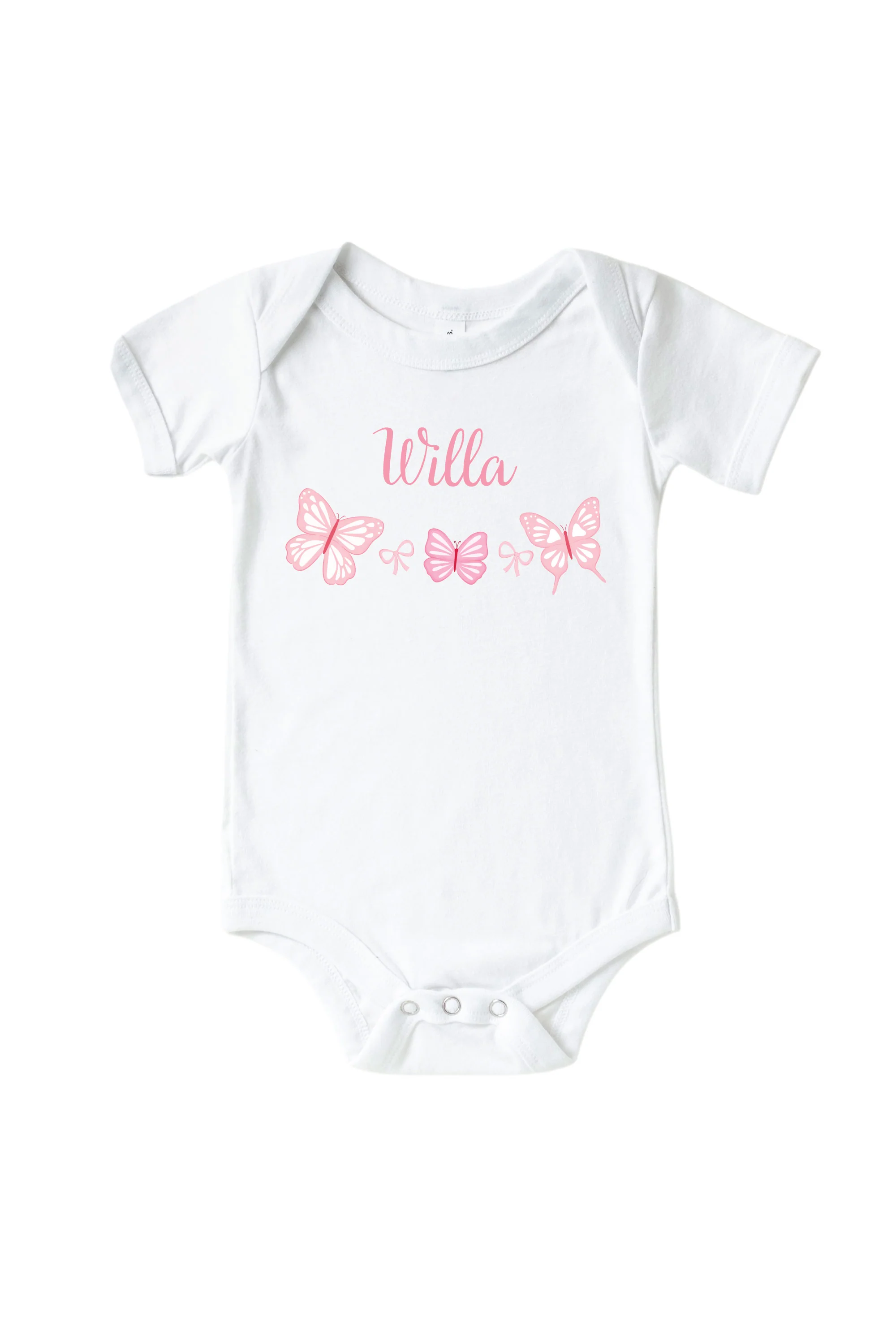 Personalized Blooming Butterflies Graphic Bodysuit & Kids Tee | White - Image 2