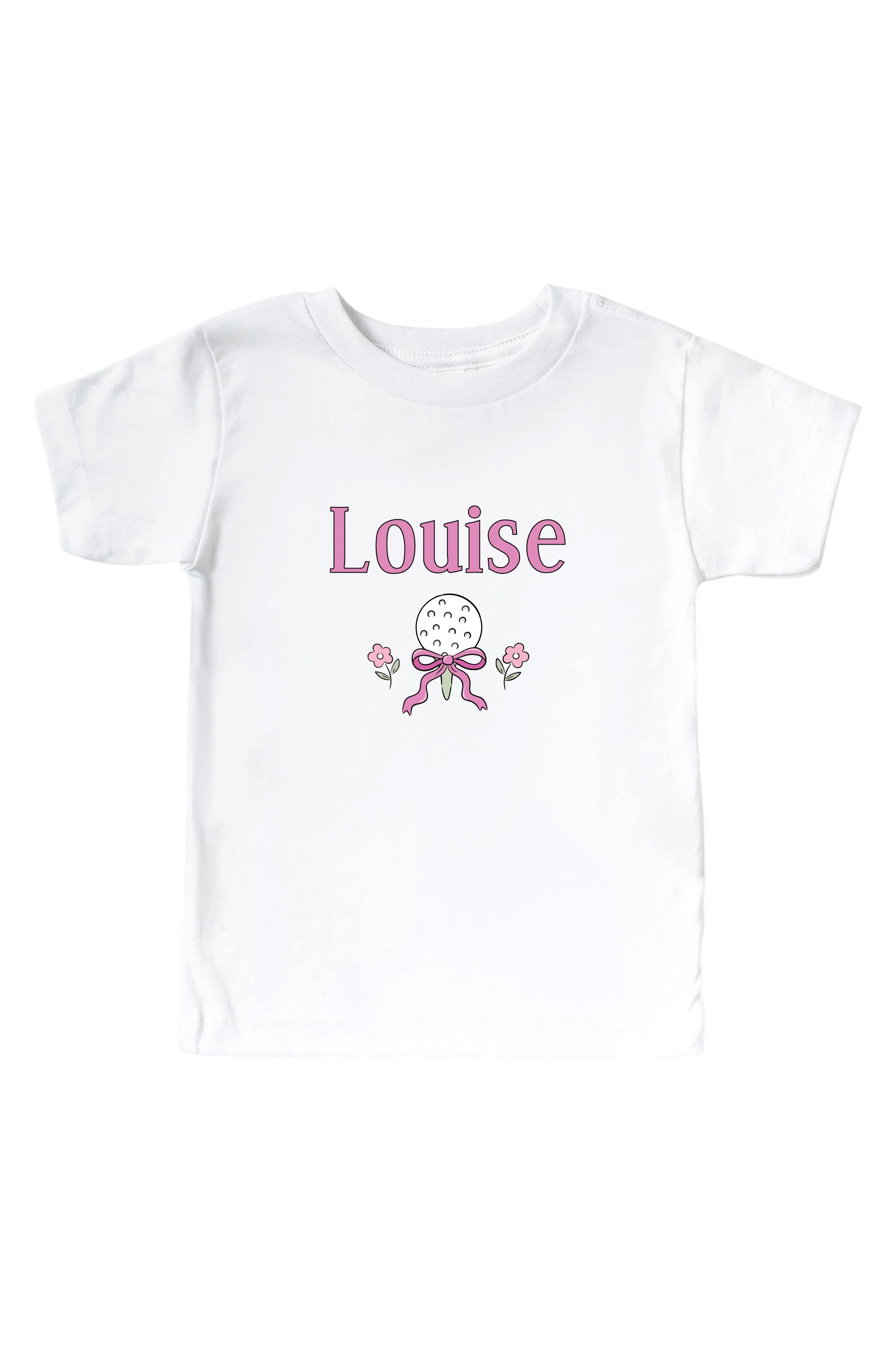 Personalized Caddie Crew Pink Graphic Bodysuit & Kids Tee | White - Image 3