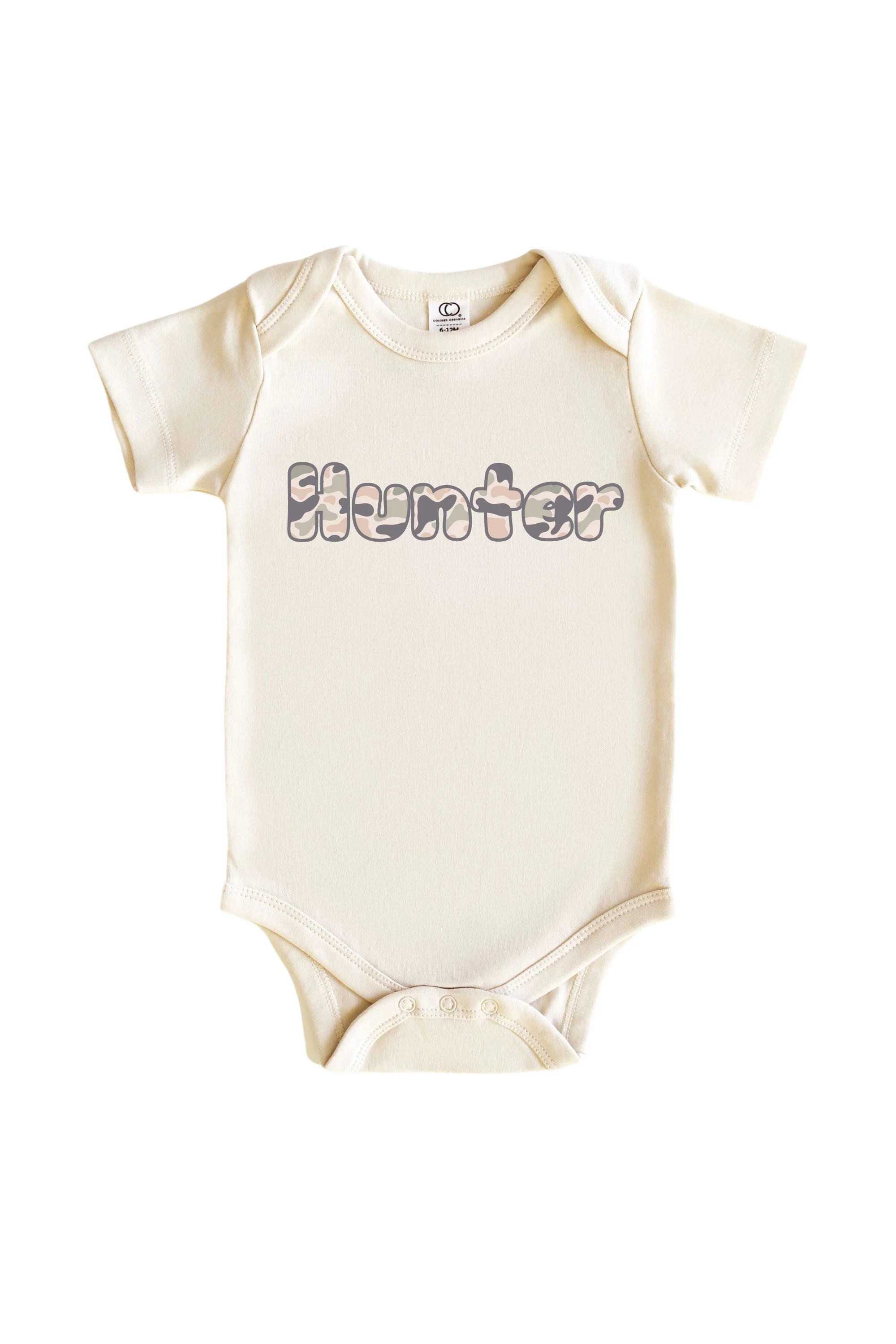Personalized Camo Cutie Graphic Bodysuit & Kids Tee | Natural - Image 2