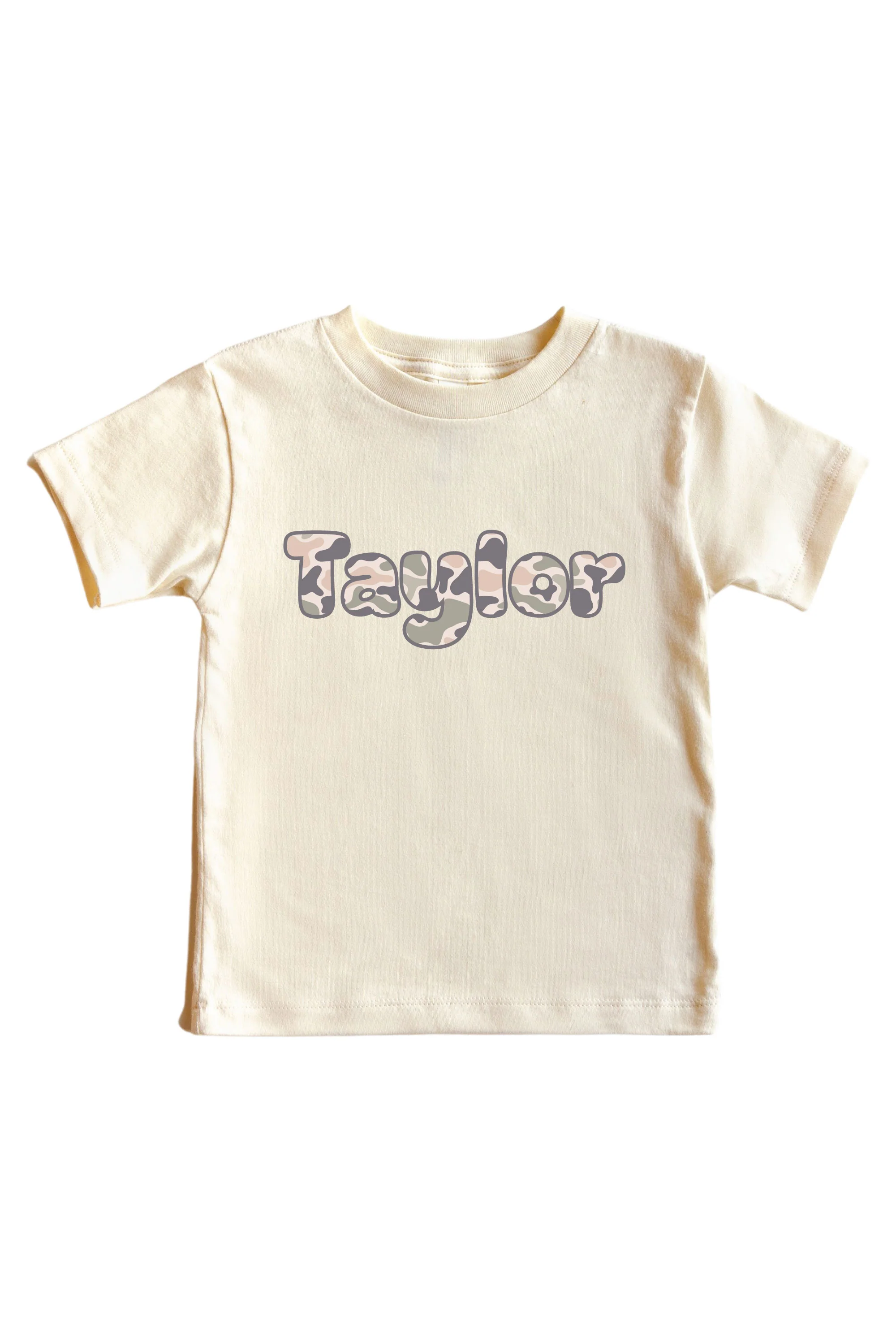 Personalized Camo Cutie Graphic Bodysuit & Kids Tee | Natural - Image 3
