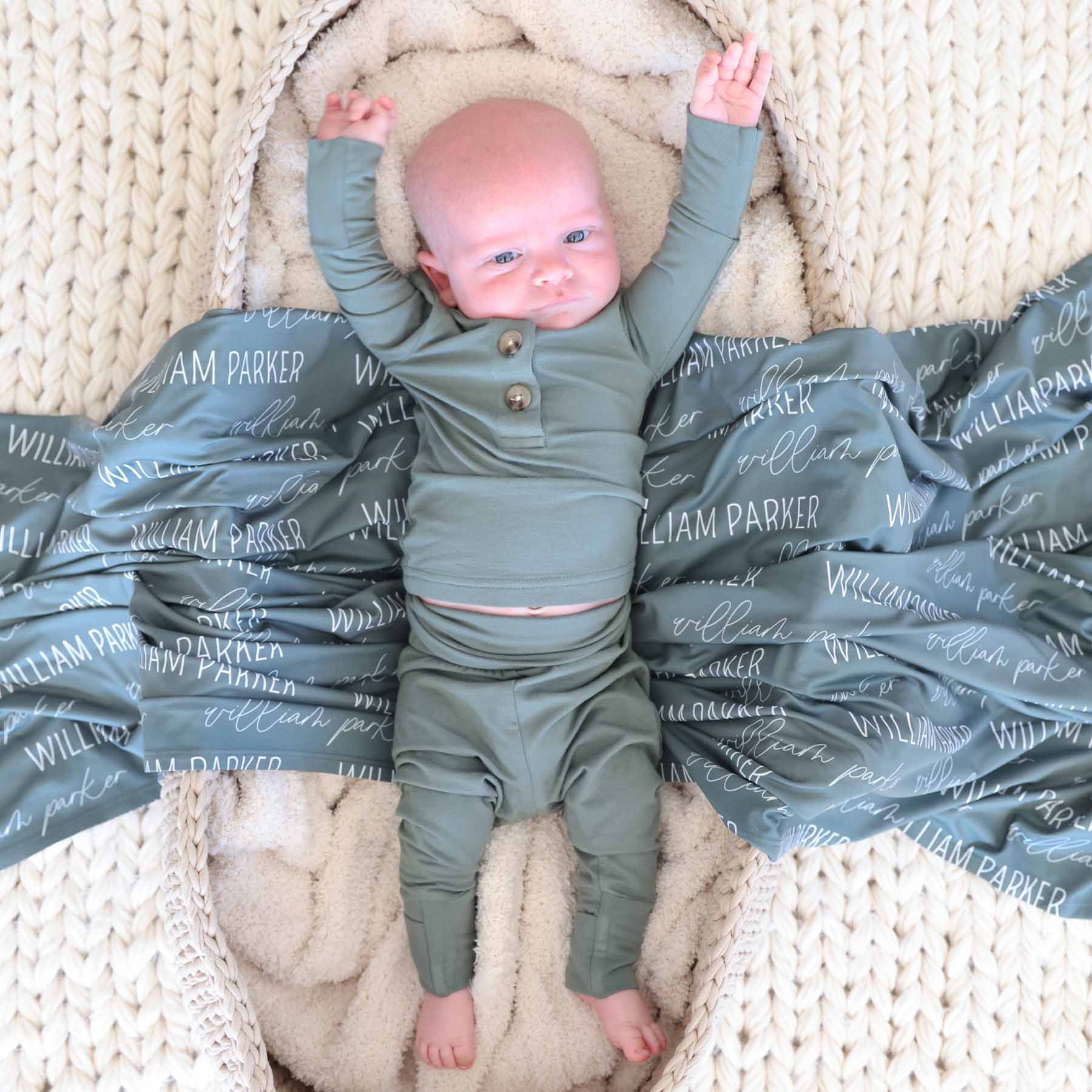 Personalized Clover Baby Name Swaddle Blanket - Image 2