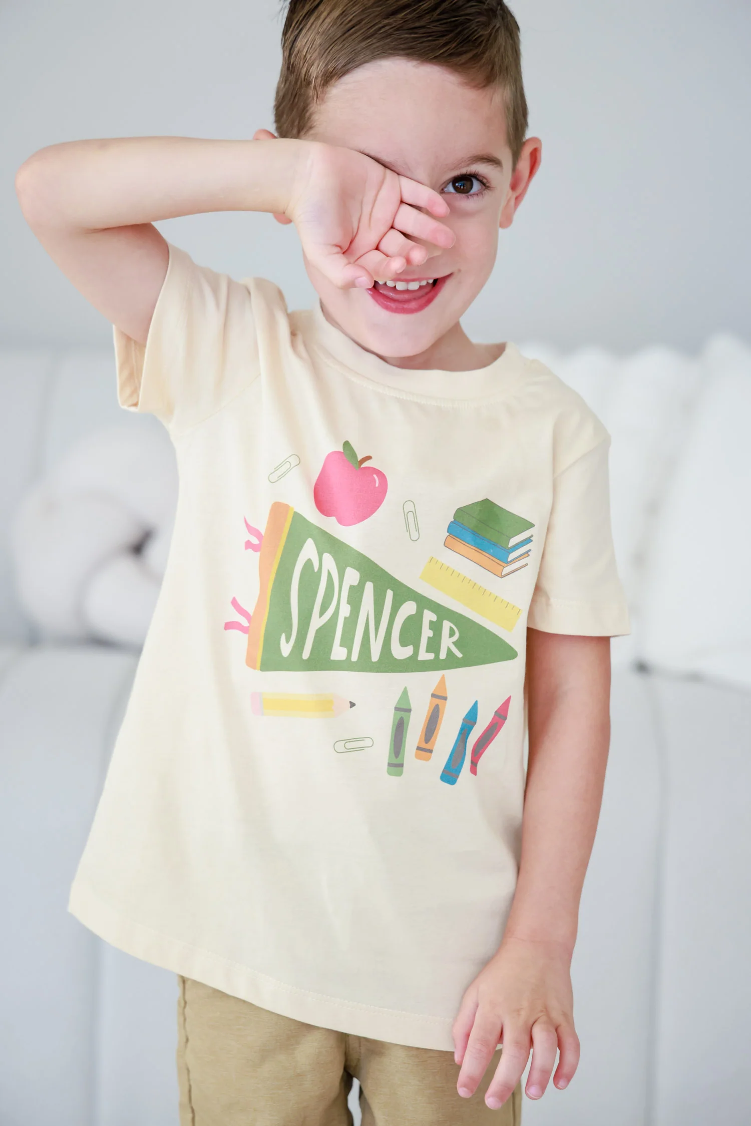 Personalized Flag Kids Graphic Tee | Natural - Image 4