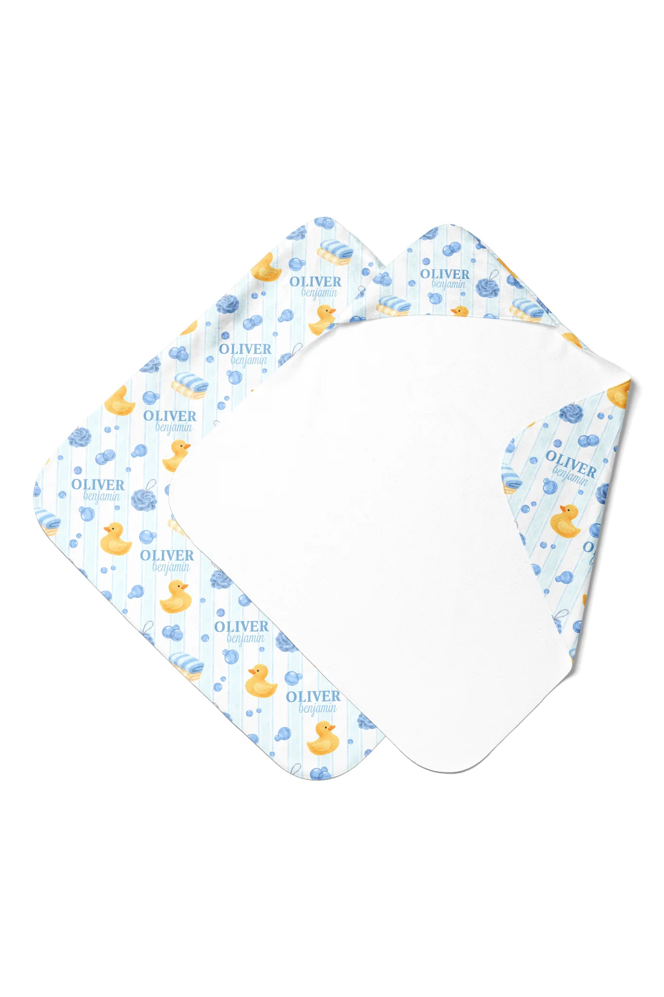 Personalized Hooded Towel | Bubble Duckie Blue