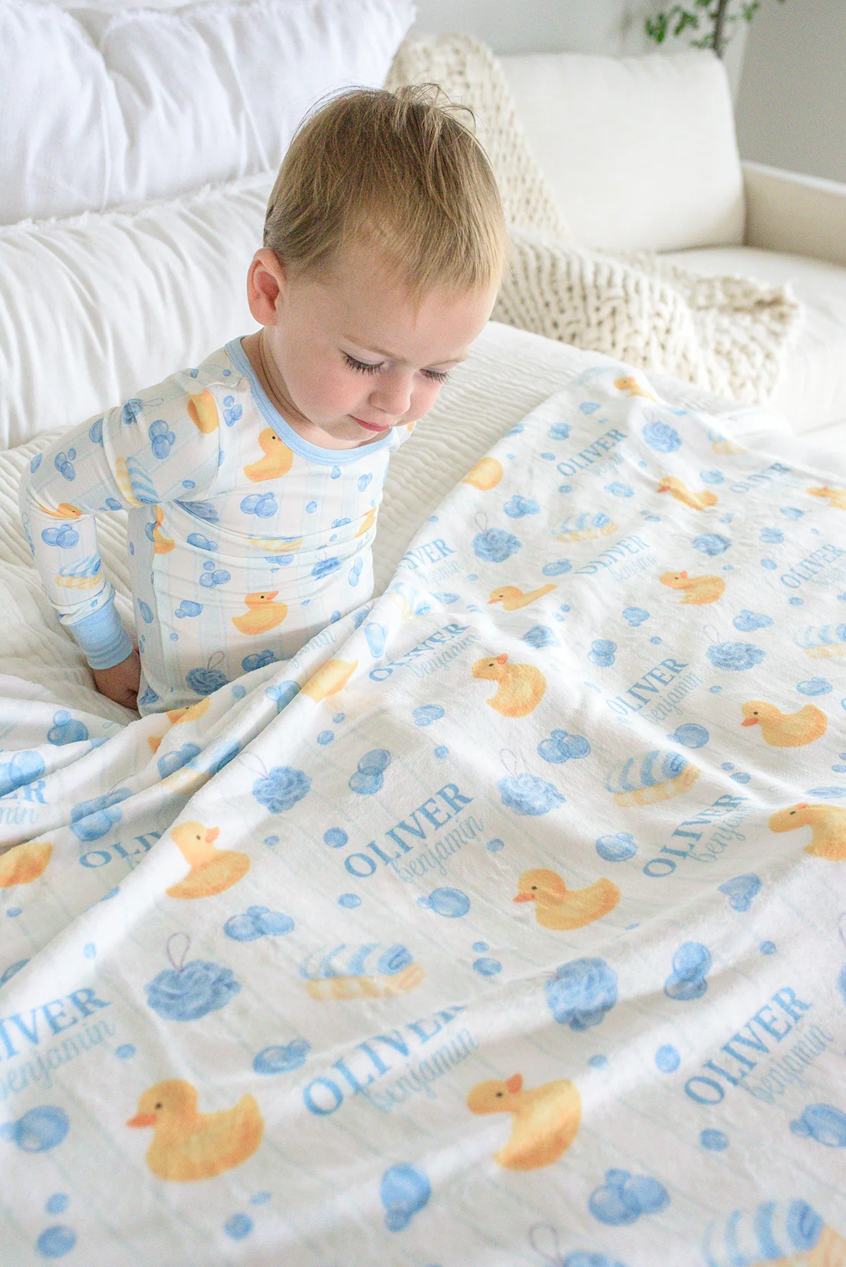 Personalized Kids Blanket | Bubble Duckies Blue - Image 12