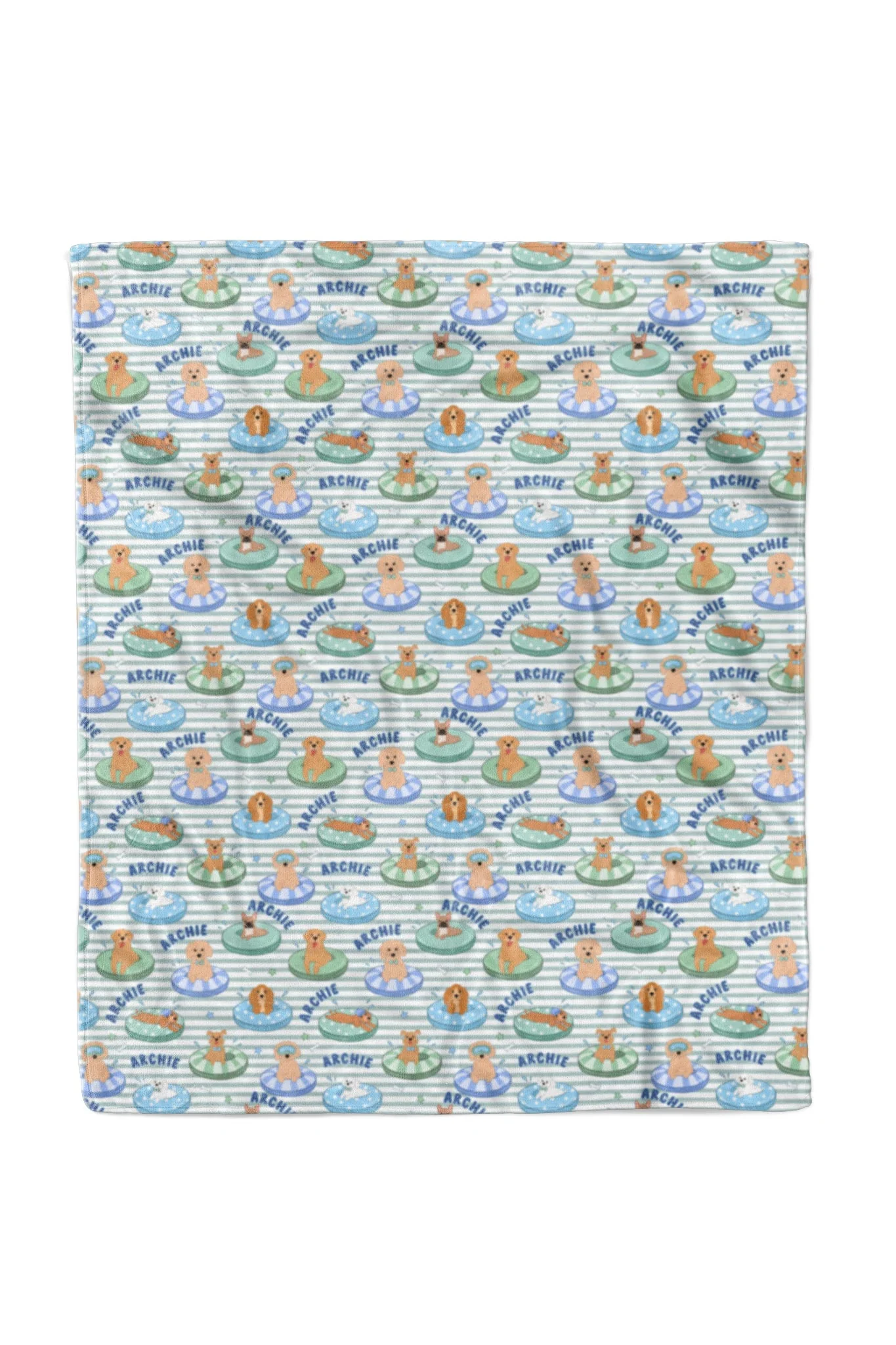 Personalized Kids Blanket | Poolside Pups Blue - Image 2