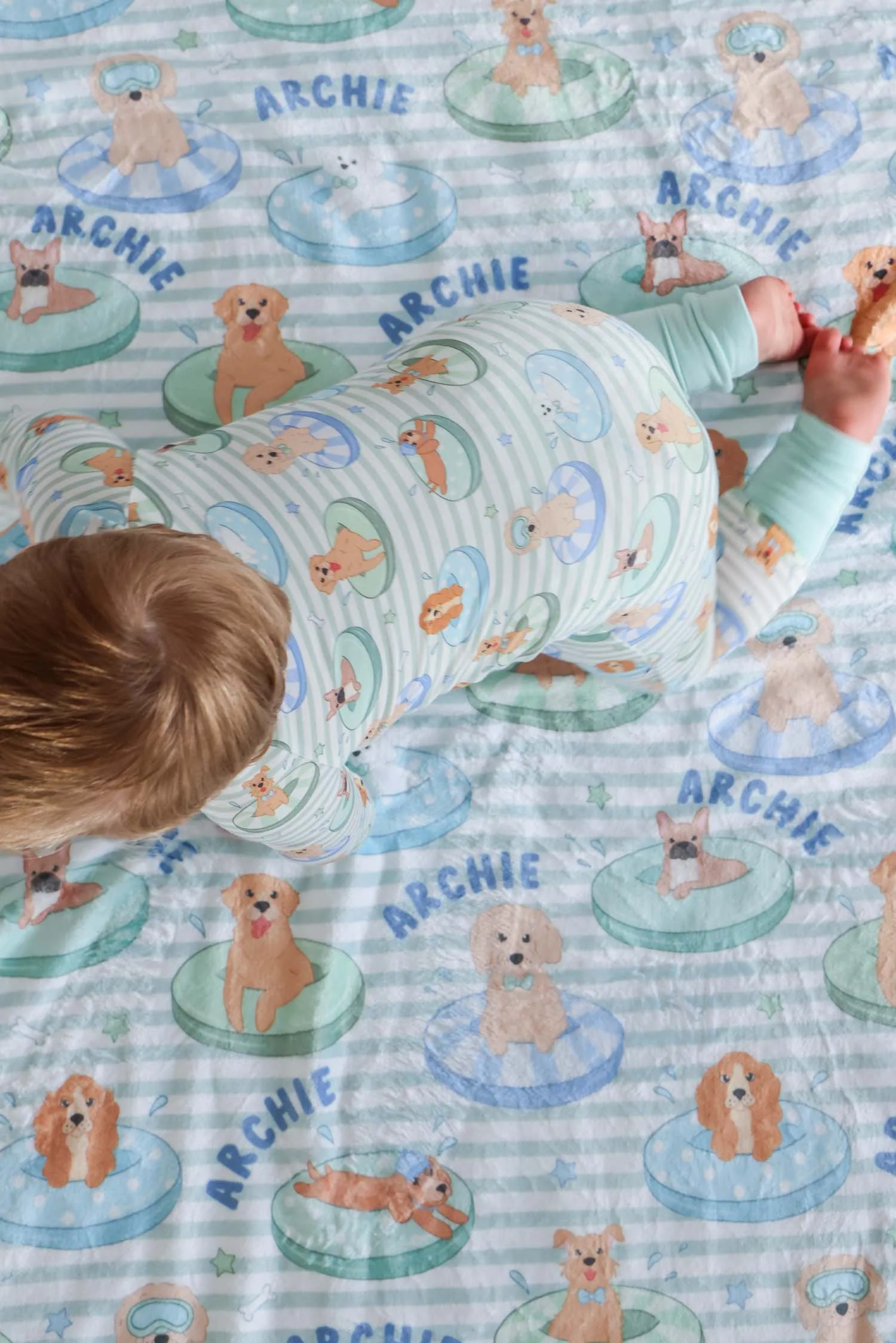 Personalized Kids Blanket | Poolside Pups Blue - Image 7