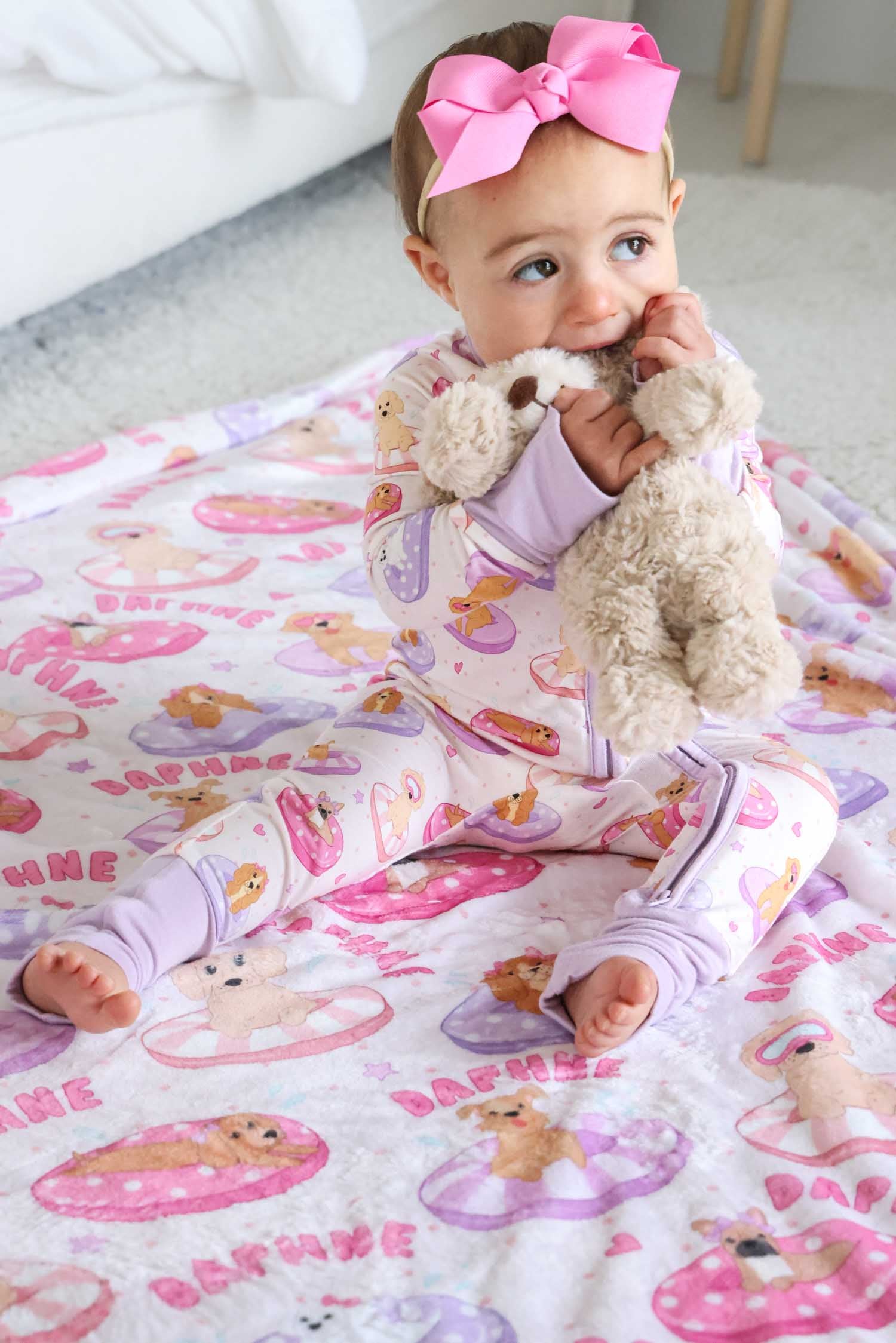 Personalized Kids Blanket | Poolside Pups Pink - Image 7