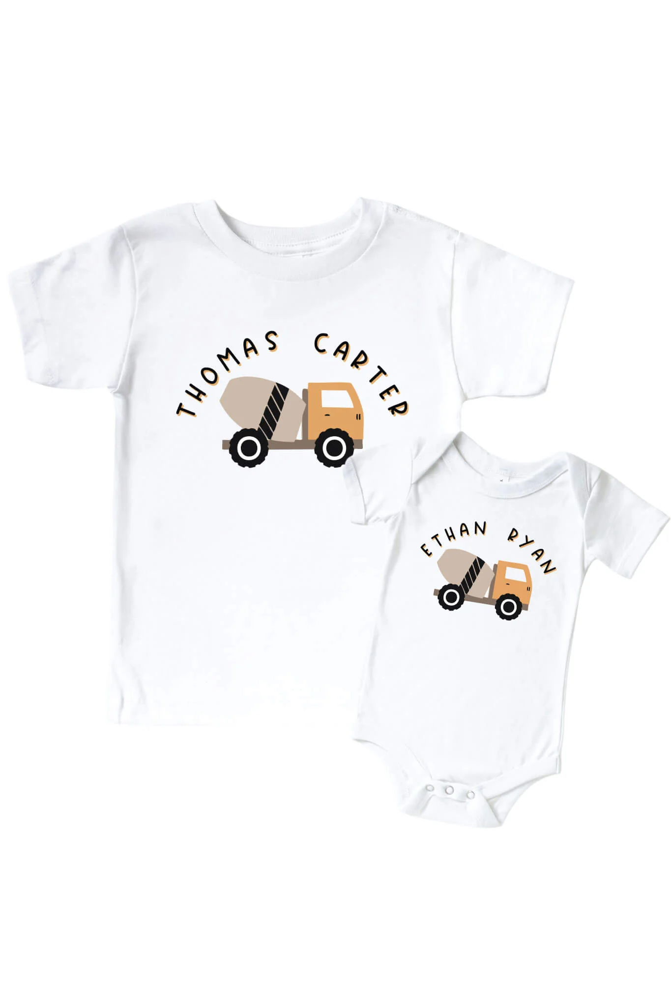 Personalized Little Builder Graphic Bodysuit & Kids Tee | White